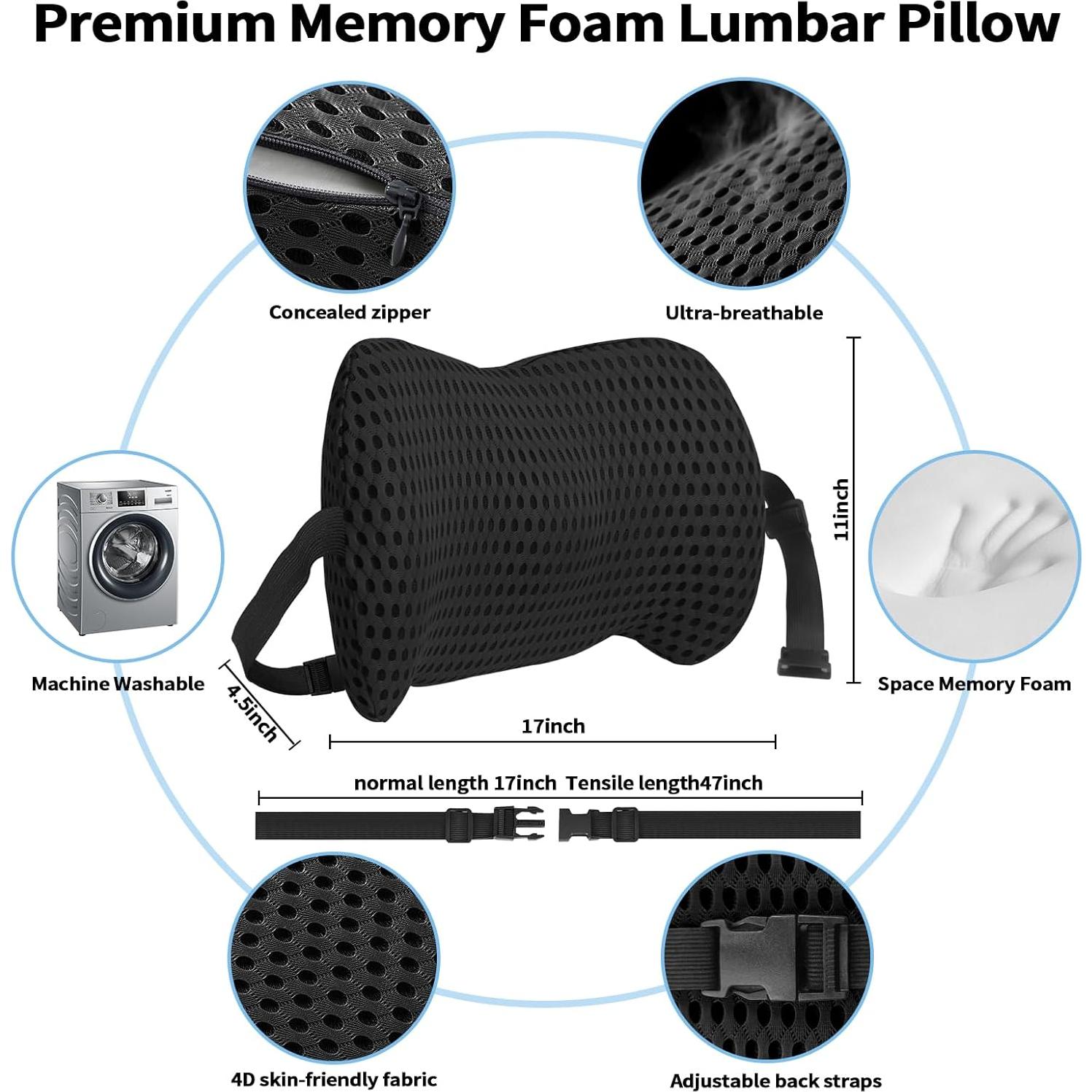 Almohada Soporte Lumbar Sproerden Espuma Viscoelástica Negra