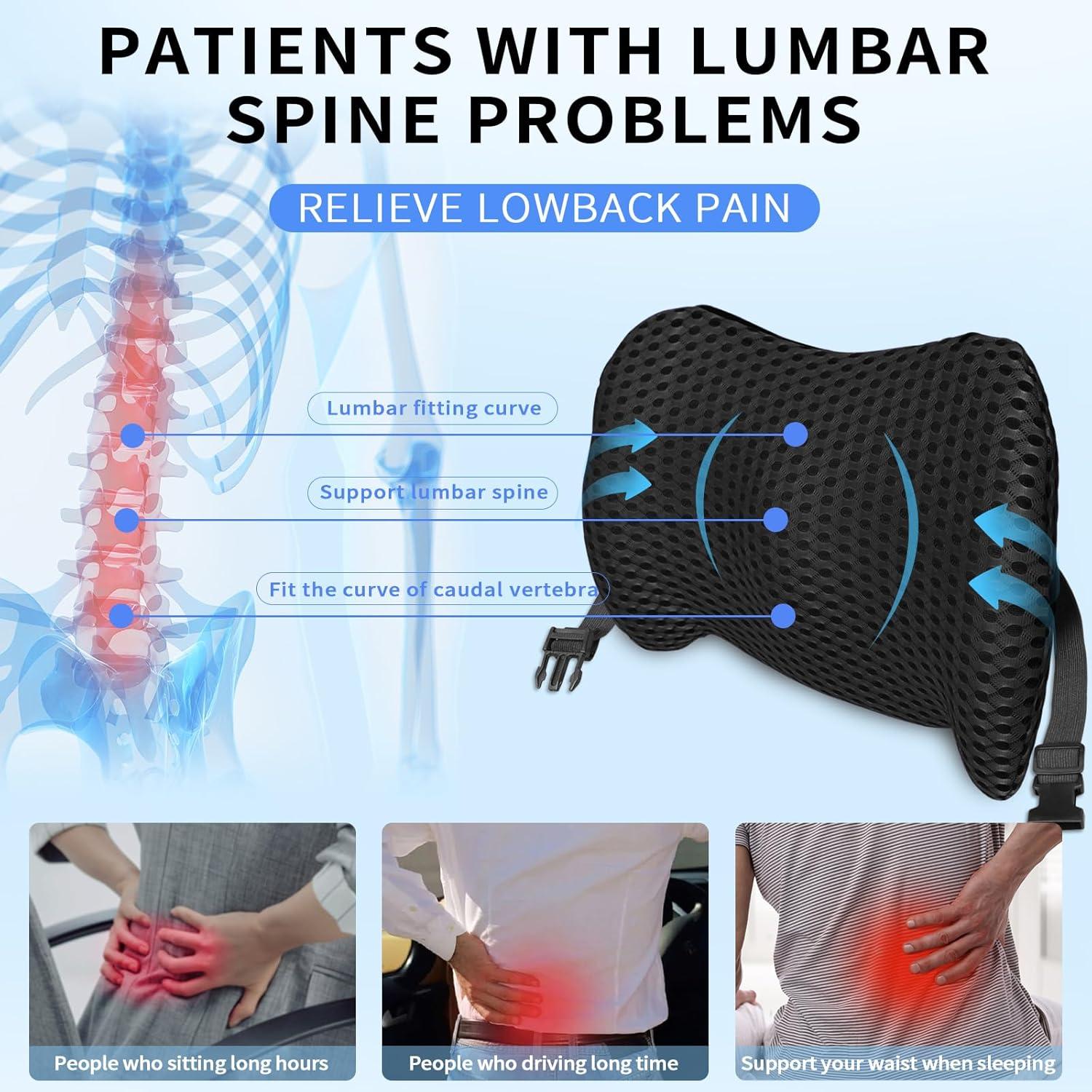 Almohada Soporte Lumbar Sproerden Espuma Viscoelástica Negra