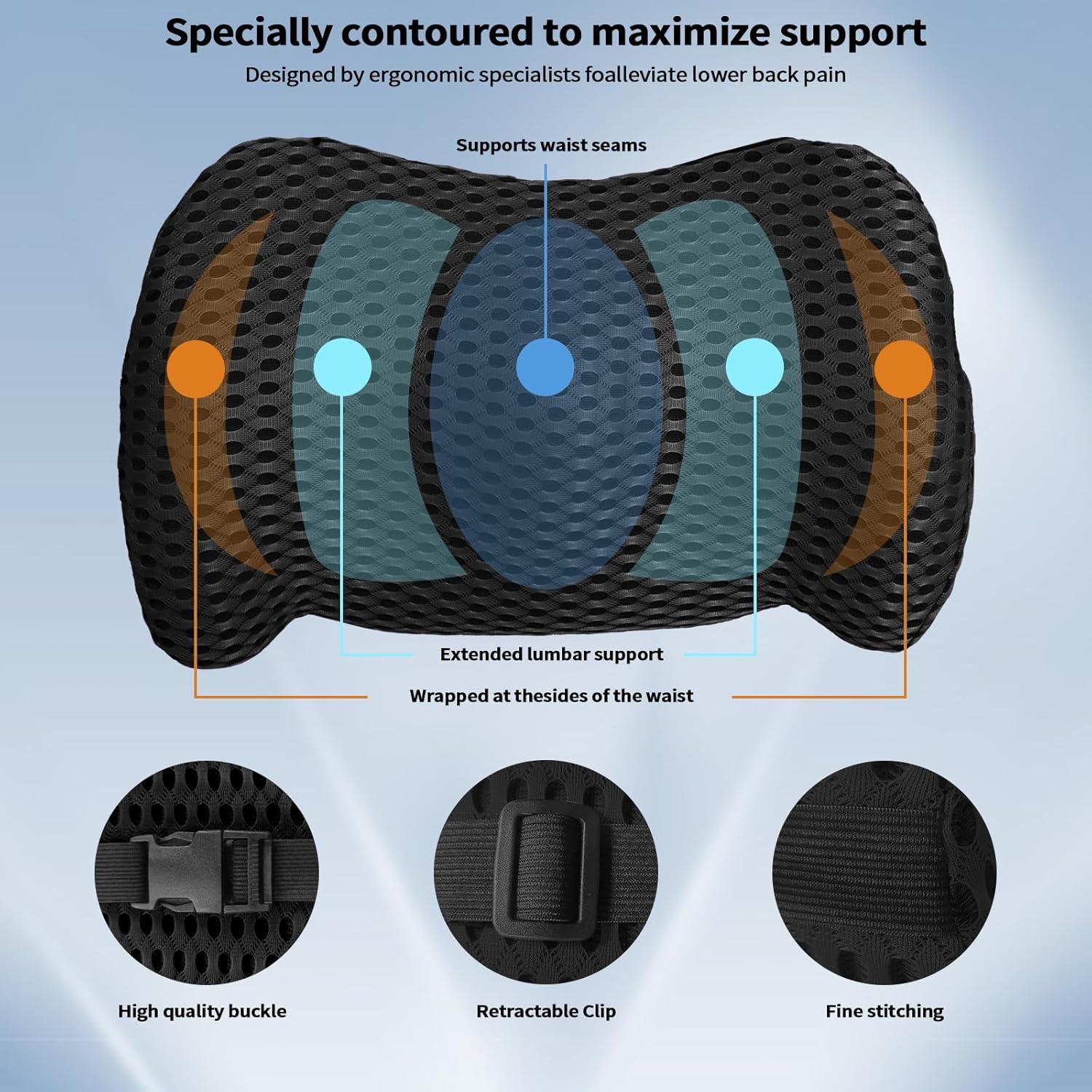 Almohada Soporte Lumbar Sproerden Espuma Viscoelástica Negra