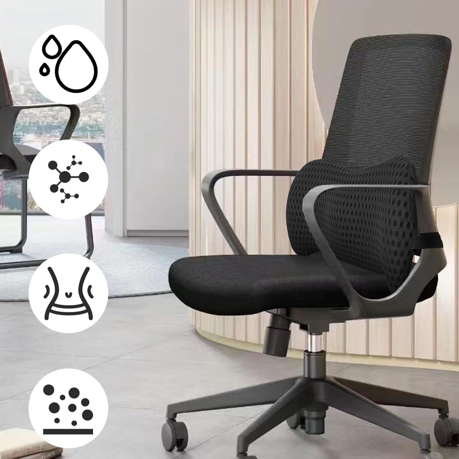 Almohada Soporte Lumbar Sproerden Espuma Viscoelástica Negra