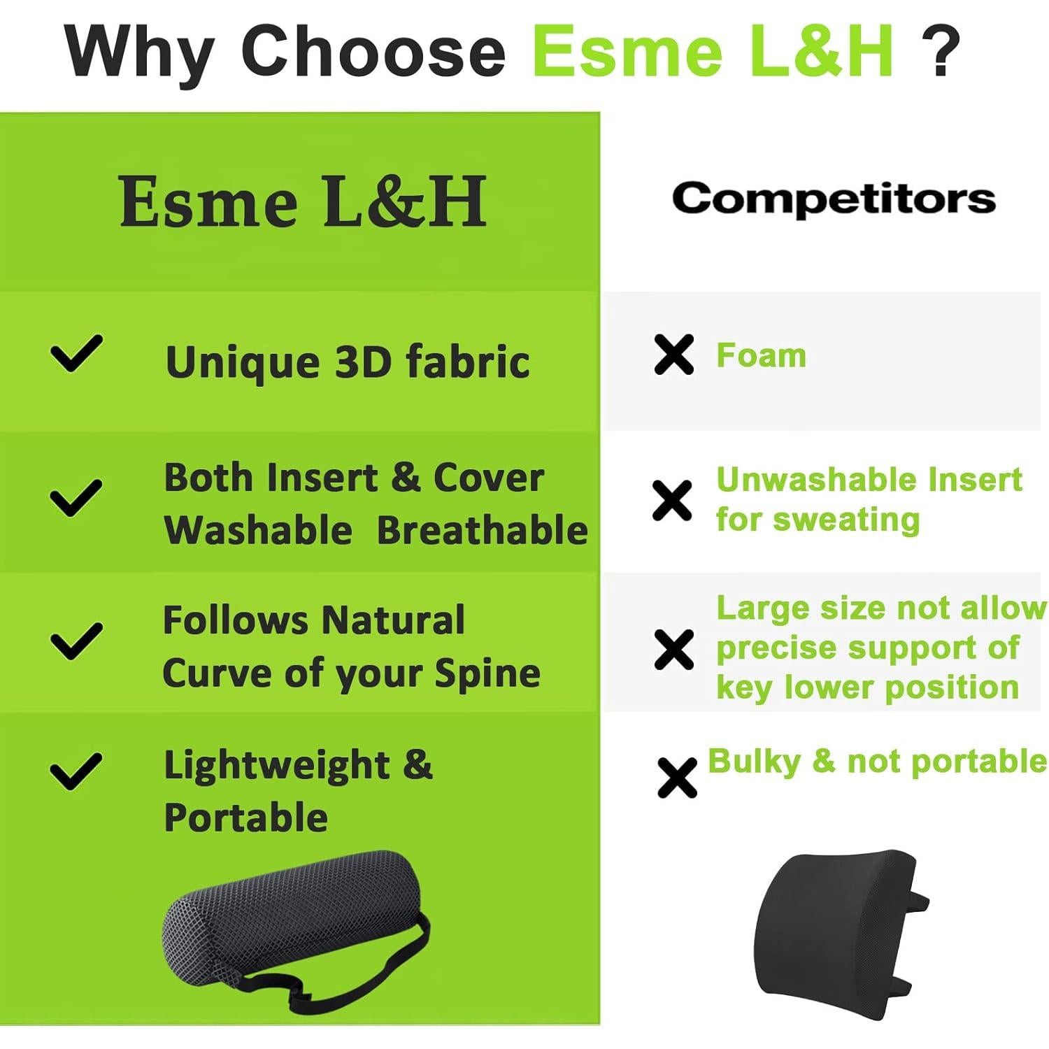 Almohada Lumbar Esme L&H 3D Soporte para Espalda 40x12 cm