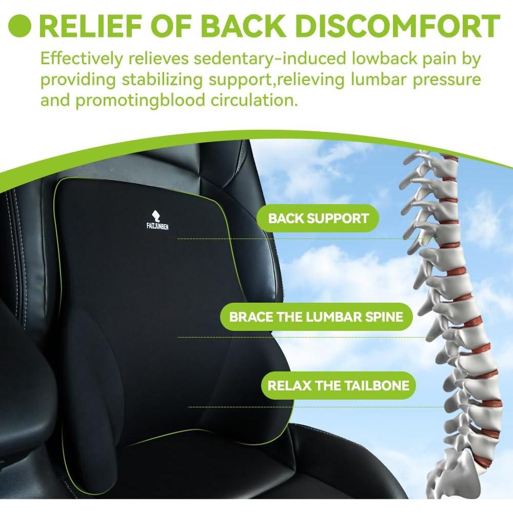 Cojín Lumbar Espuma Viscoelástica FAIZJUNBEN Negro 35x17 cm