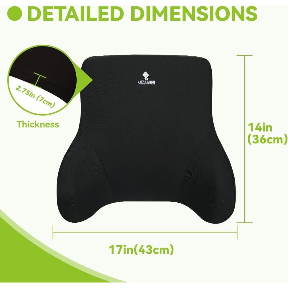 Cojín Lumbar Espuma Viscoelástica FAIZJUNBEN Negro 35x17 cm