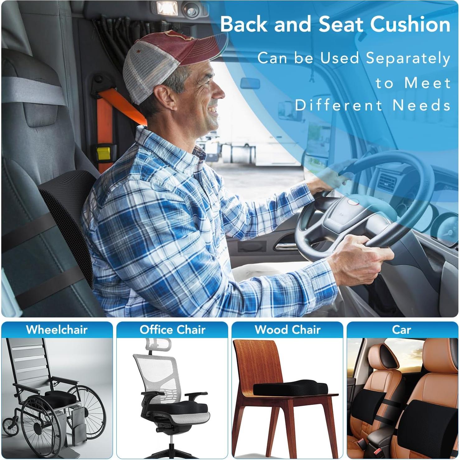 Cojín de Asiento y Almohada Lumbar Qutool Espuma Viscoelástica