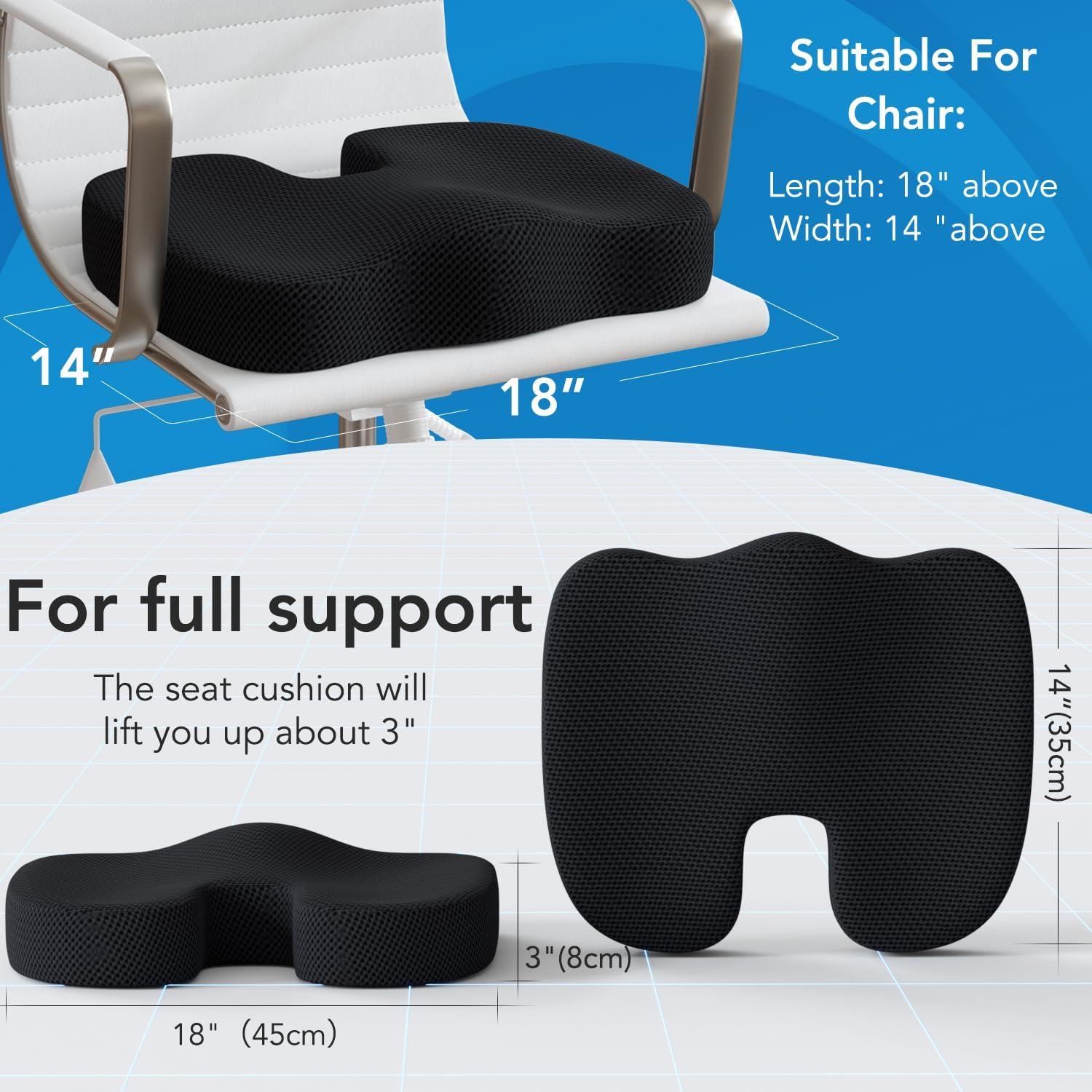 Cojín de Asiento y Almohada Lumbar Qutool Espuma Viscoelástica