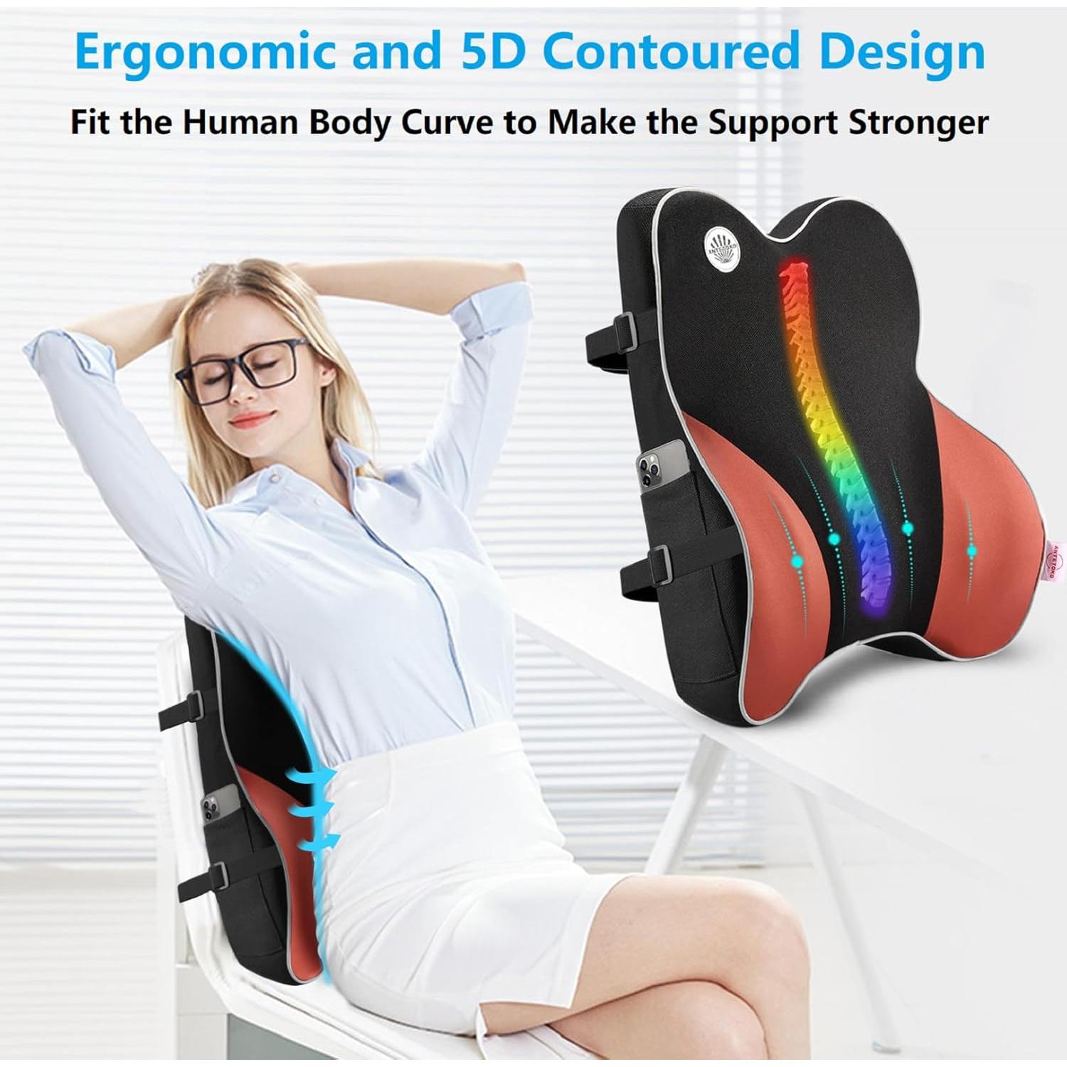 Almohada Soporte Lumbar ANTETOKO Espuma Memoria Negra