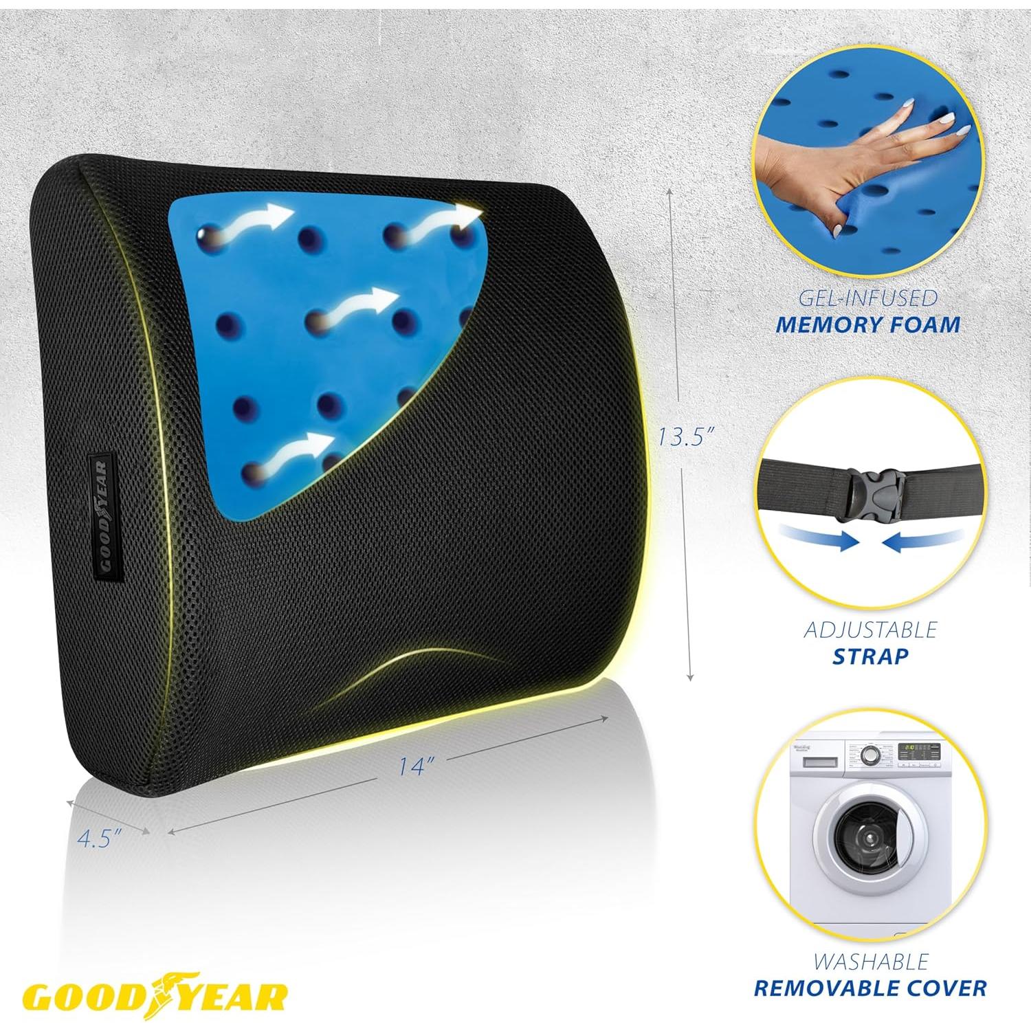 Cojín Lumbar Goodyear GY1003 Espuma Viscoelástica 34x36 cm