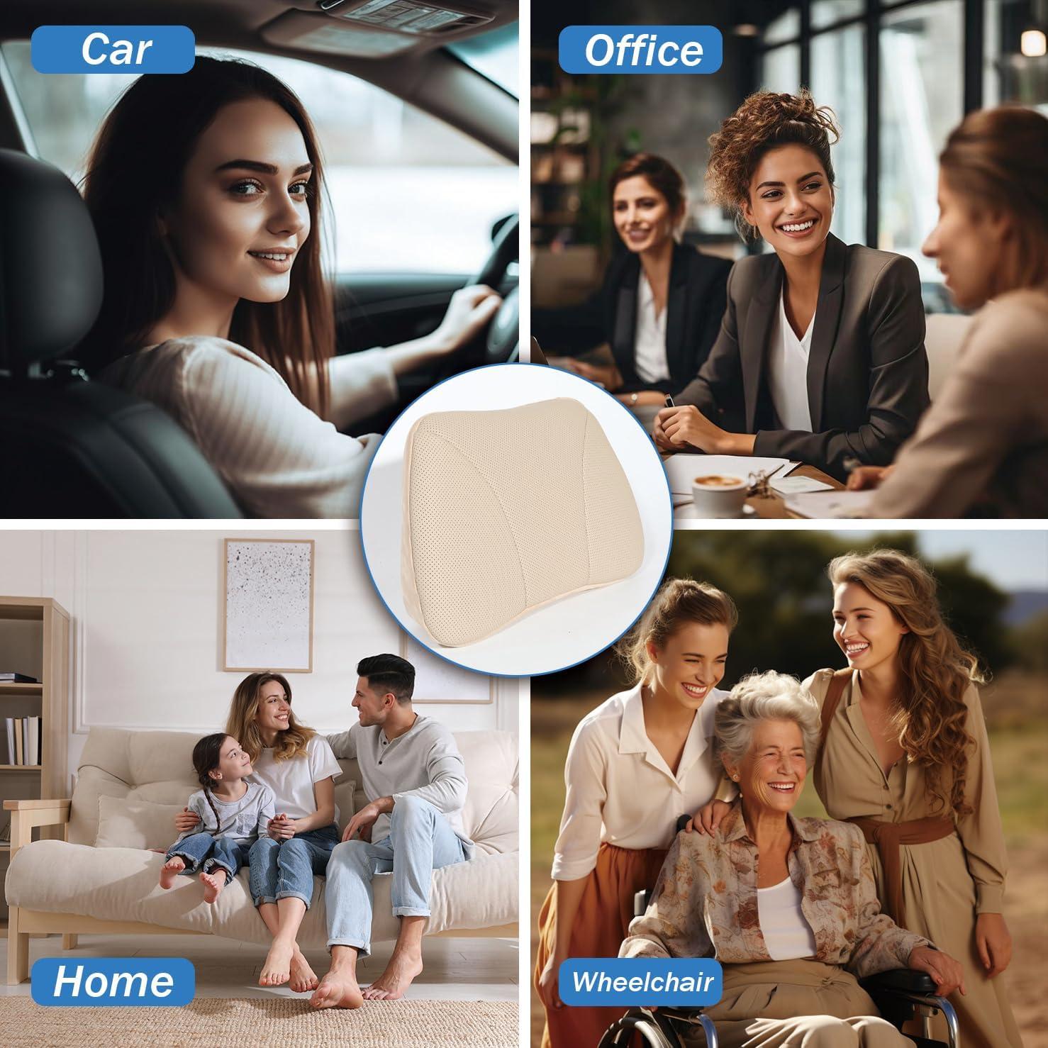 Cojín Lumbar POKSRI Cuero de Vaca 39x22 cm Espuma Memoria