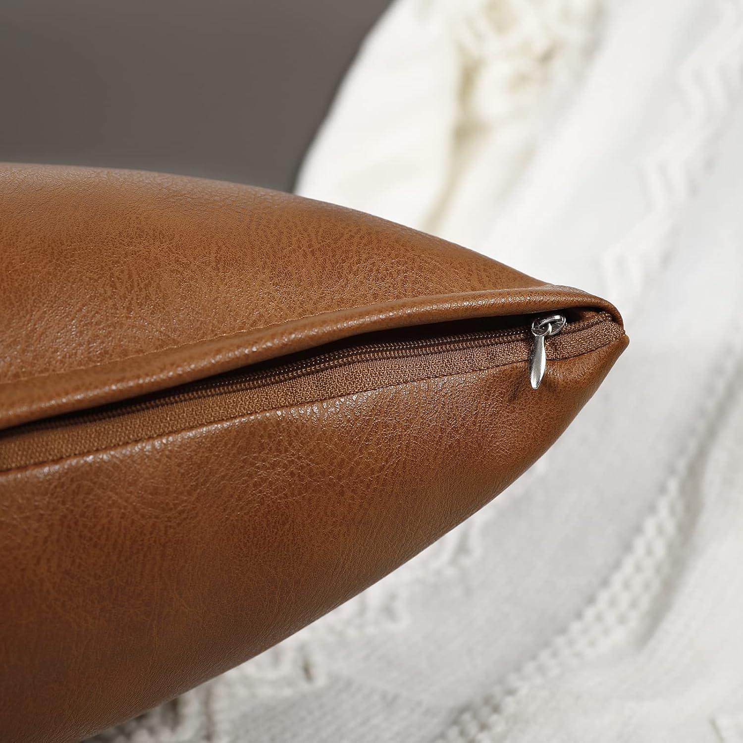 Funda Almohada Lumbar Cuero Sintético NUYECY 35x50cm Marrón