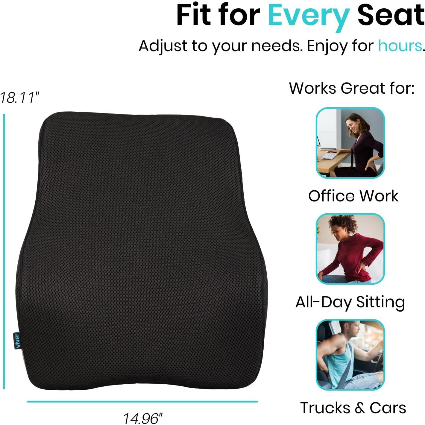 Cojín Lumbar Vive - Espuma Viscoelástica 46x38 cm Negro