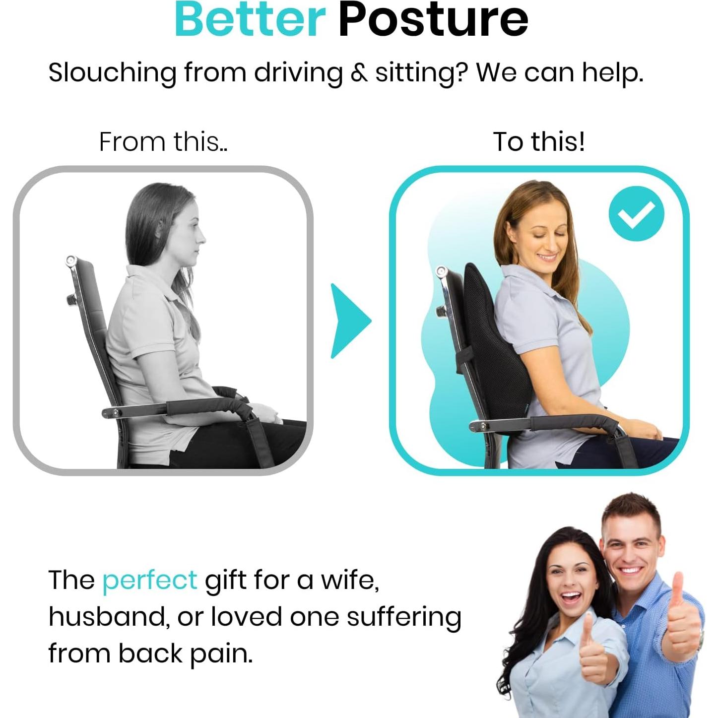 Cojín Lumbar Vive - Espuma Viscoelástica 46x38 cm Negro