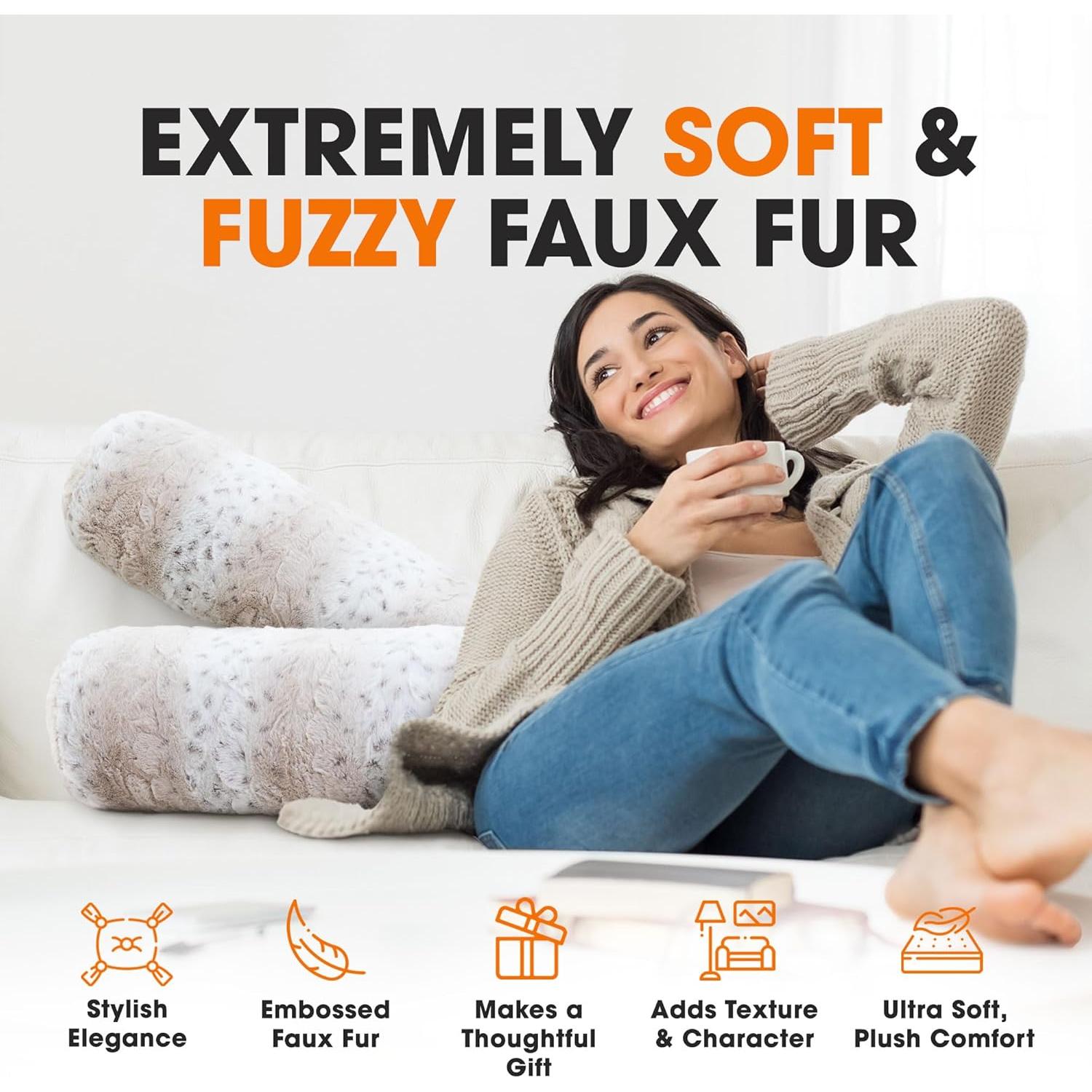 Cojines Cilíndricos Cheer Collection Piel Sintética 20x60 cm 2pk