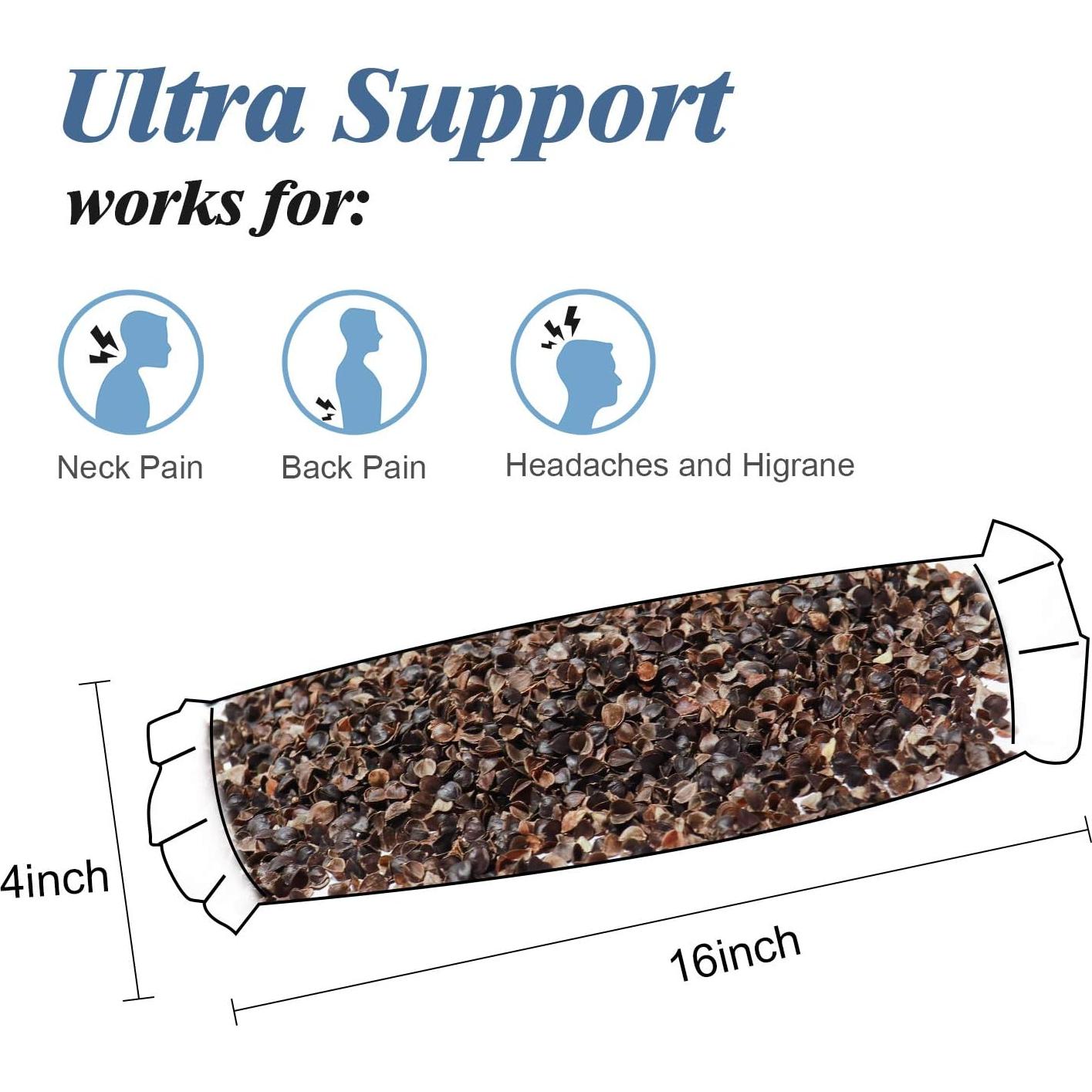 Cojín Cervical Edomi de Trigo Sarraceno 40x10 cm Amarillo