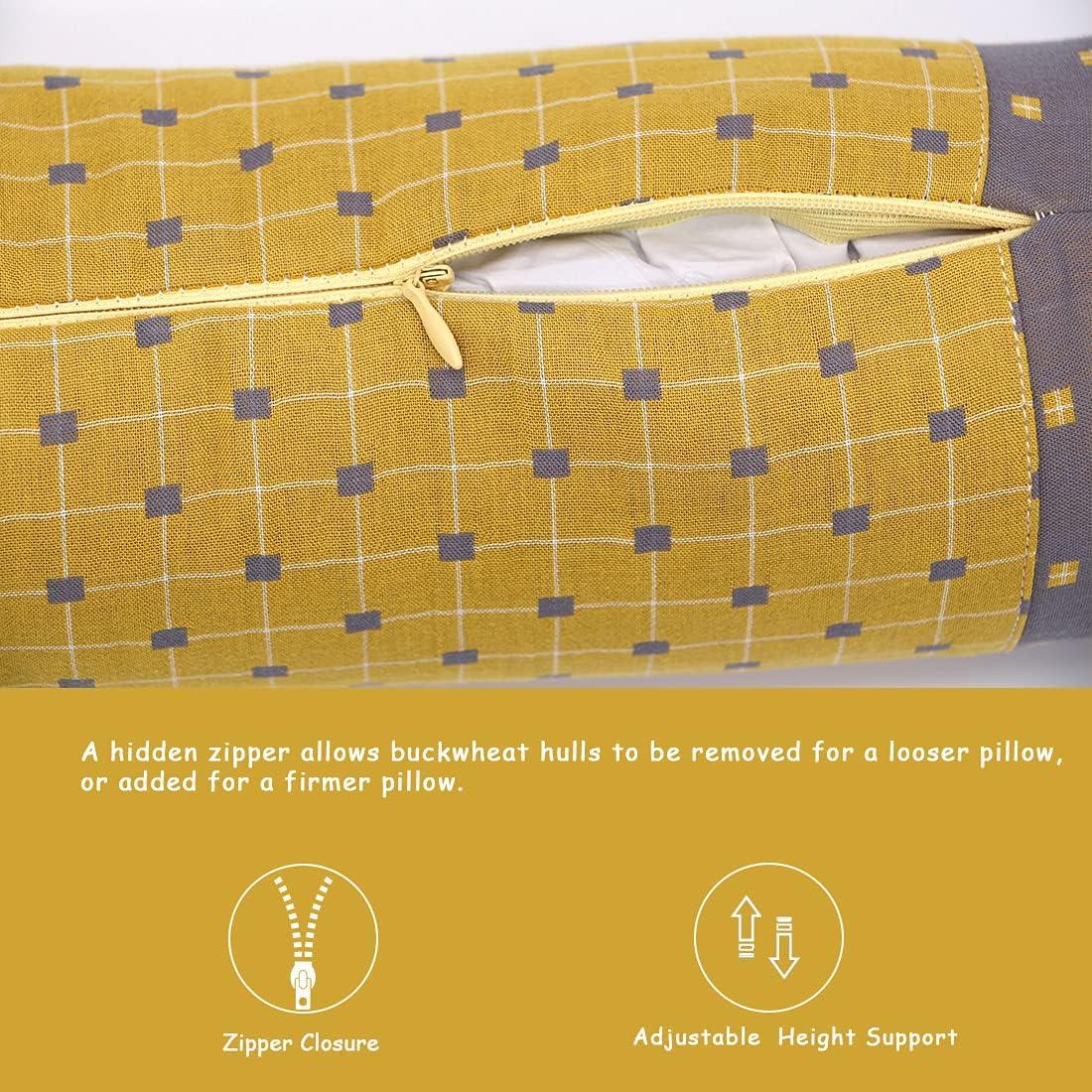 Cojín Cervical Edomi de Trigo Sarraceno 40x10 cm Amarillo