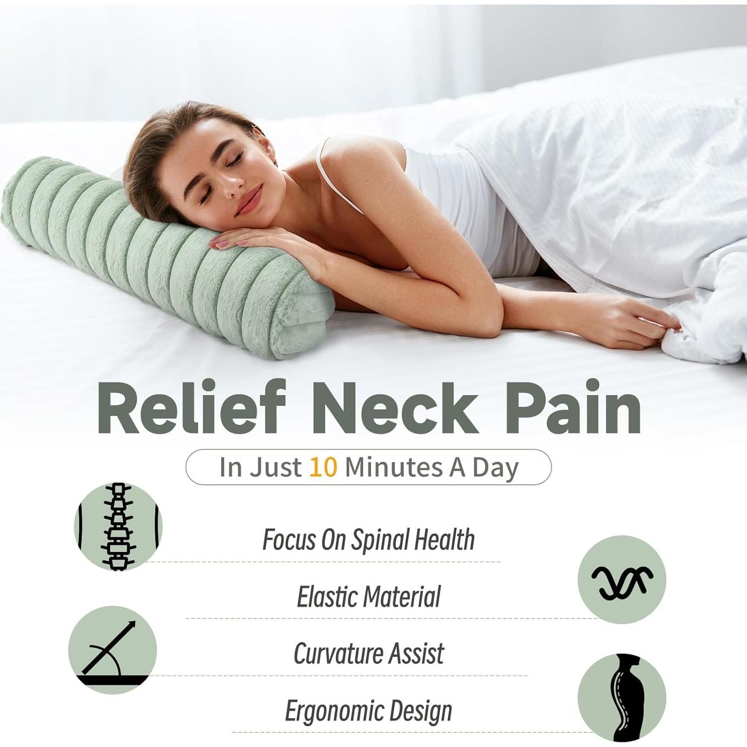 Almohada Cervical Cilíndrica Beatvive Espuma Púrpura 47x12 cm