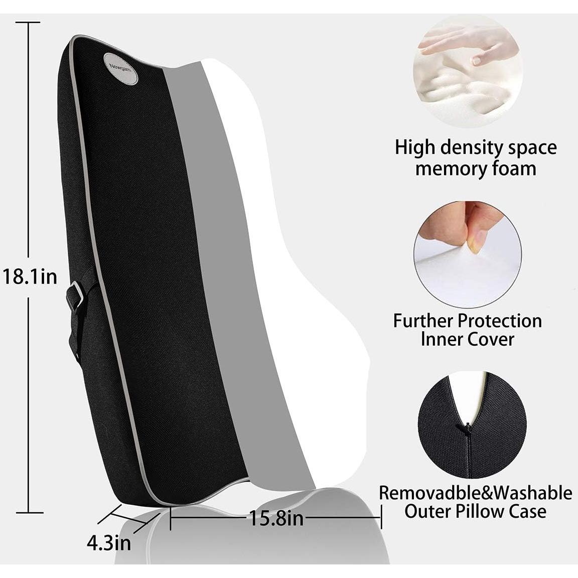 Cojín de Soporte Lumbar Newgam Espuma Viscoelástica 45x40cm