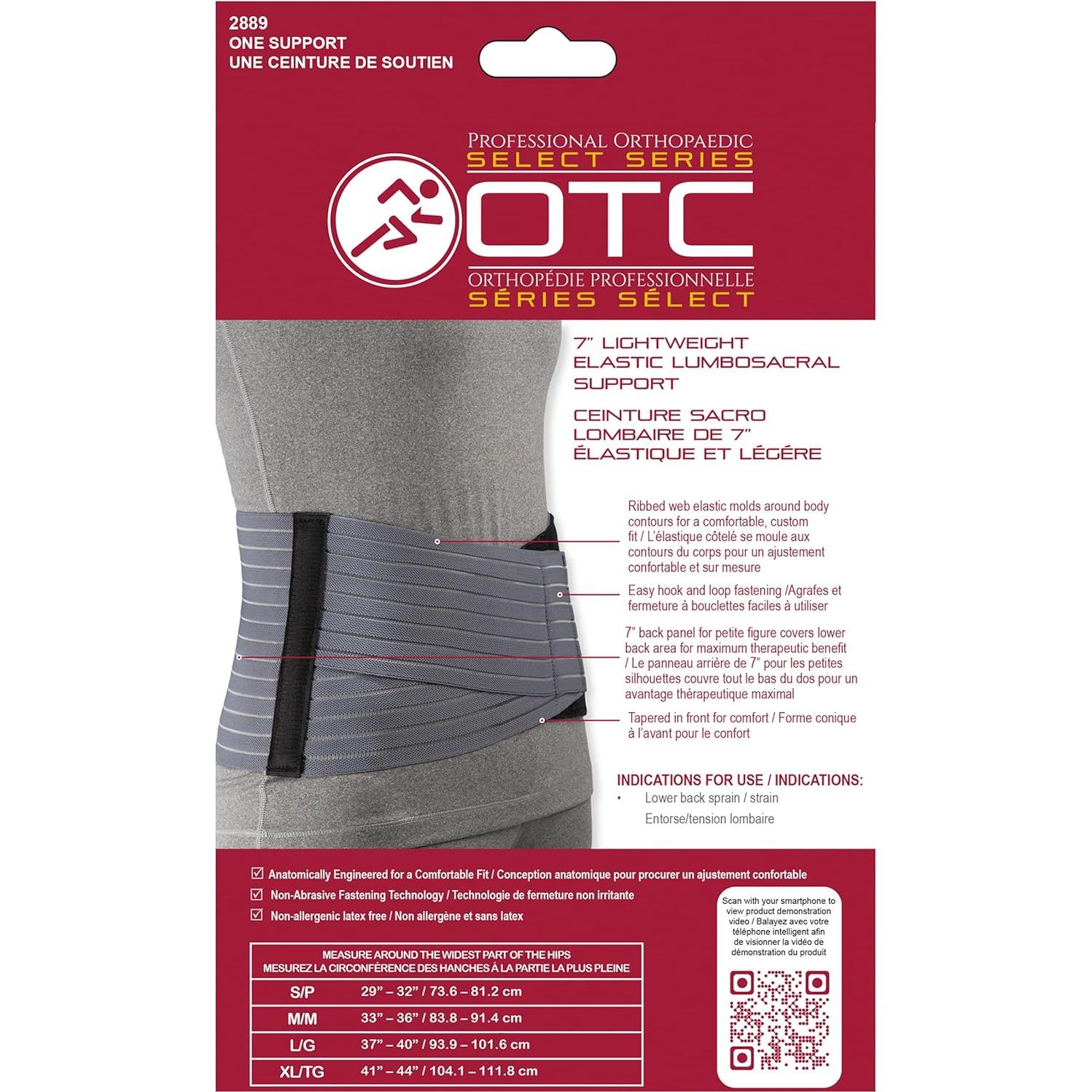 Soporte Lumbosacro OTC 2889 Extra Grande Gris 17,78 cm