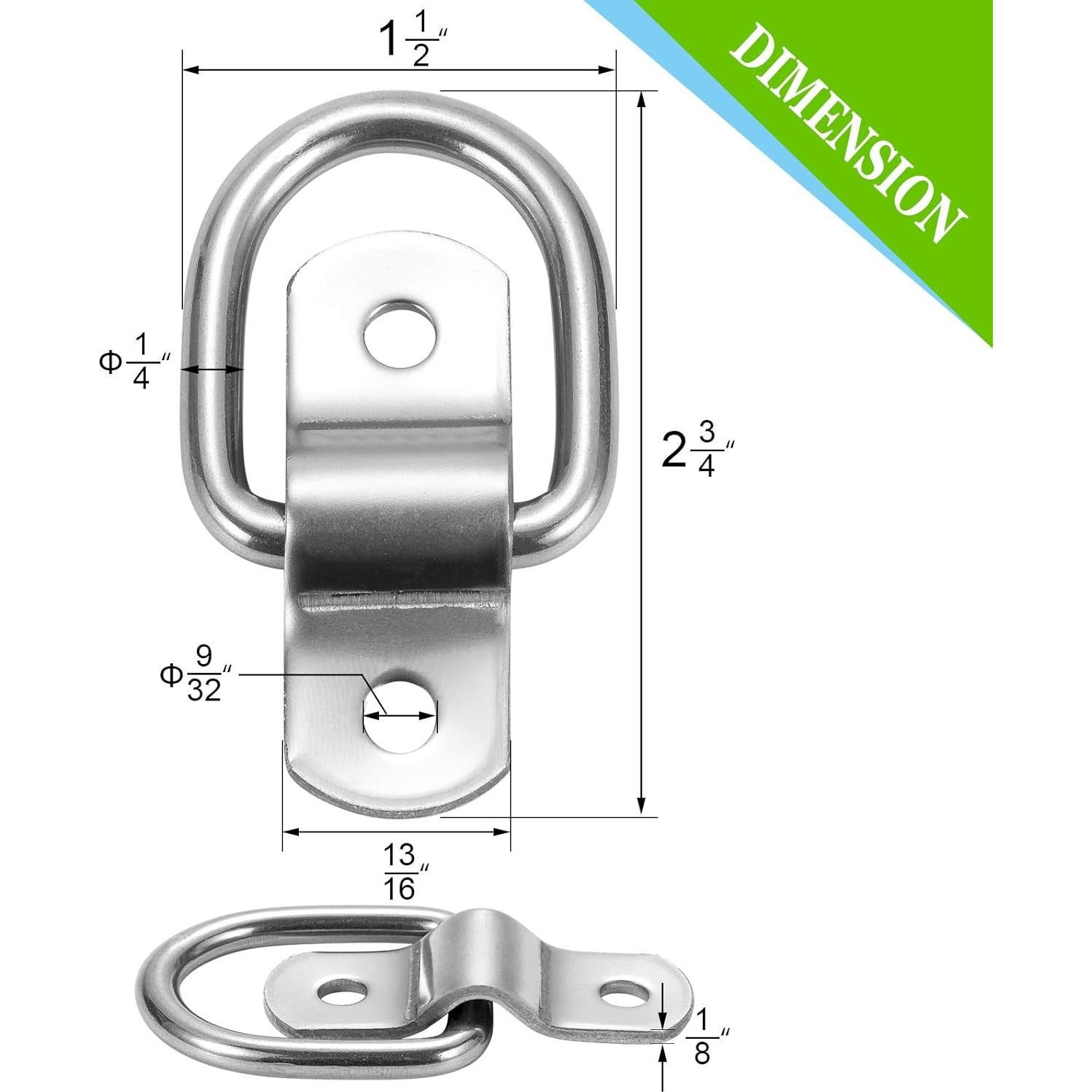 Anclajes de Amarre D-Ring CZC AUTO 12 Unidades Acero Inoxidable