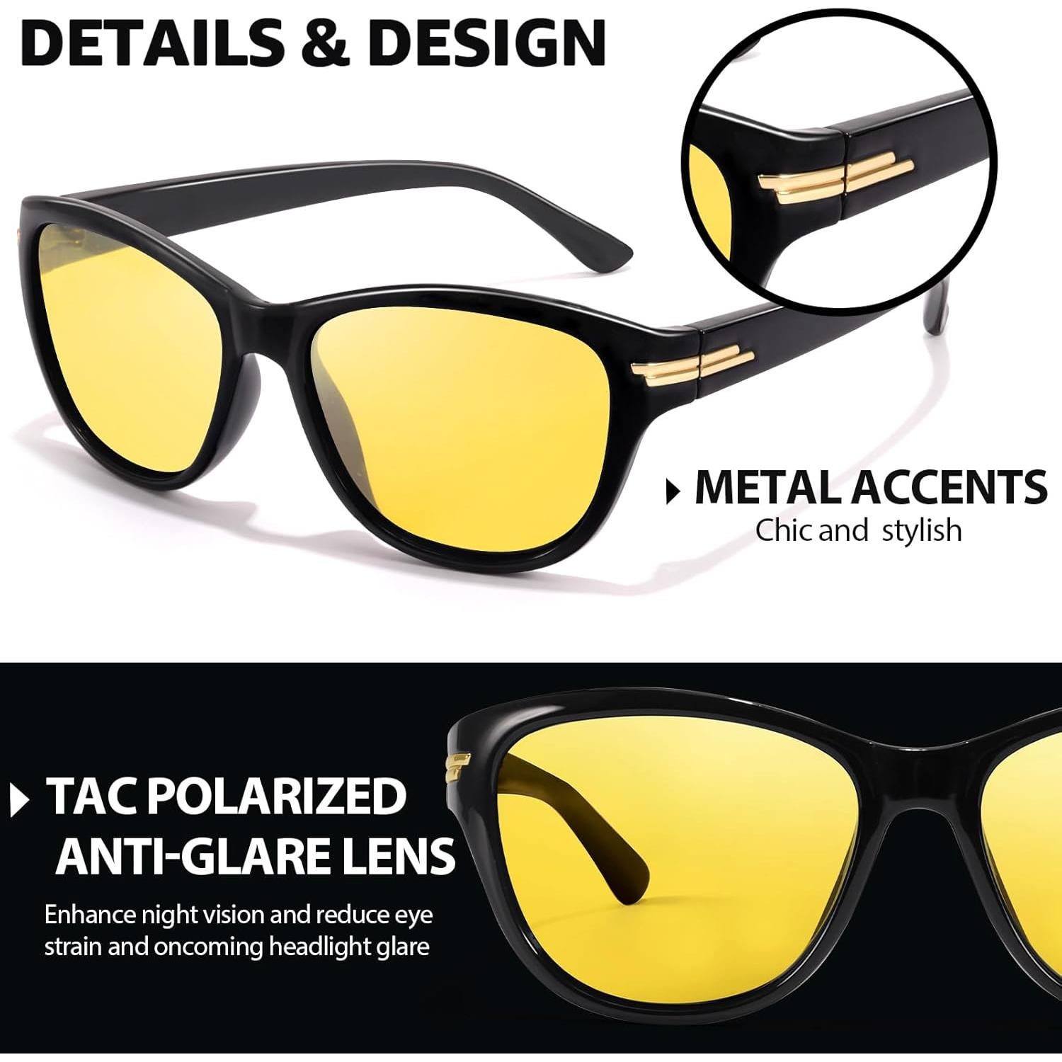 Gafas de Conducción Nocturna TJUTR Polarizadas Amarillas