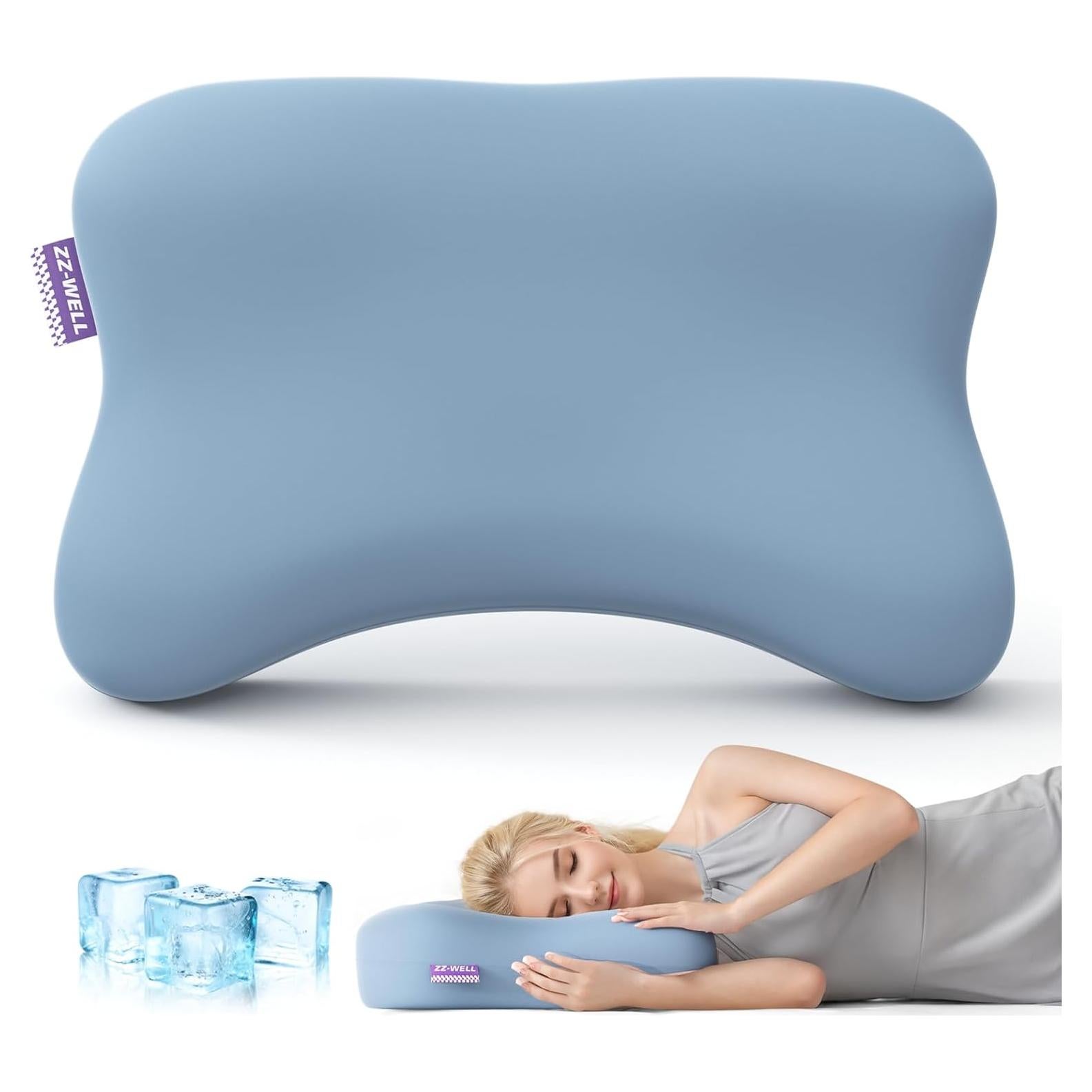 Almohada Ergonómica ZZ-WELL 1115 para Dormir de Lado Azul