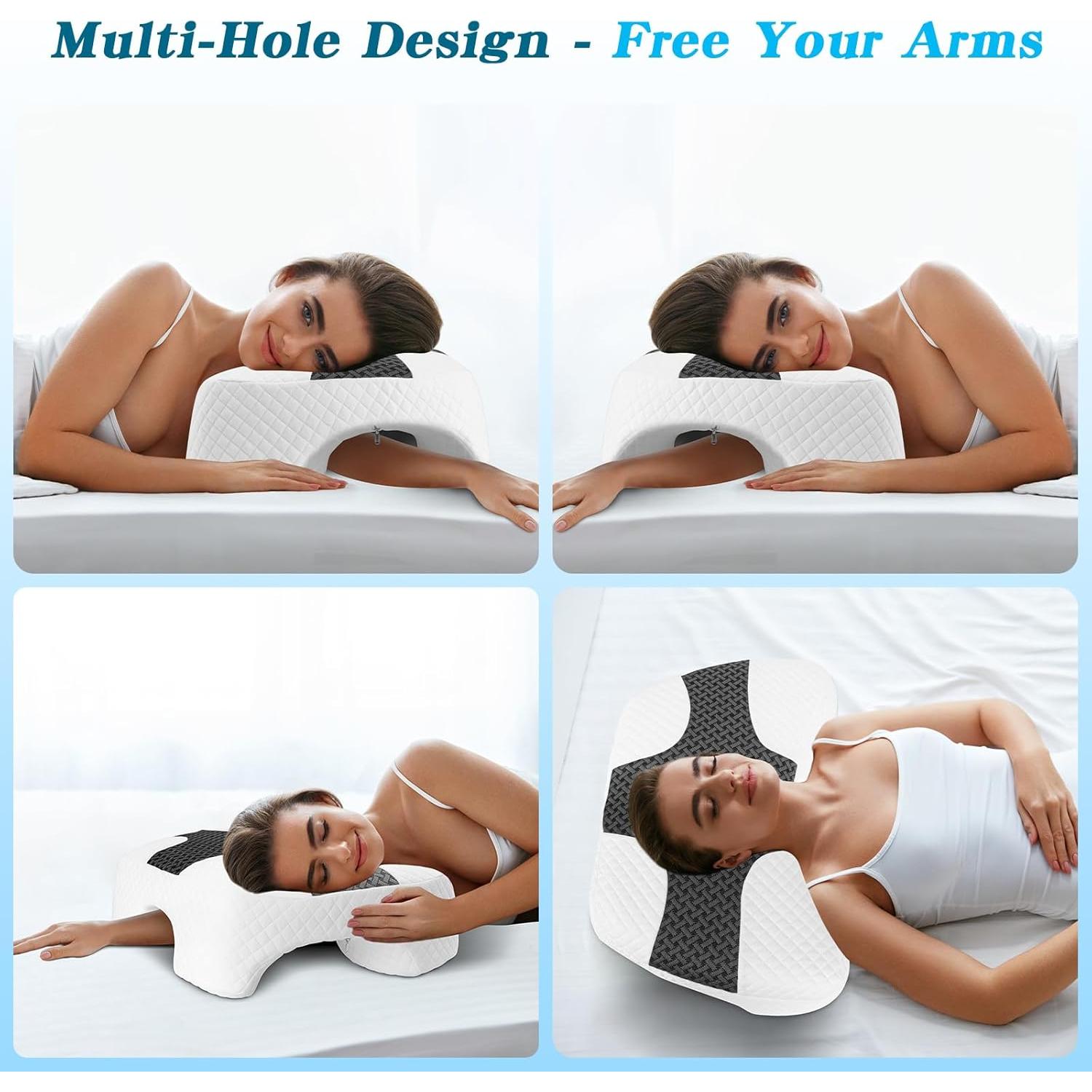 Almohada Ergonómica EliteGuard con Agujero para Brazo - Gris