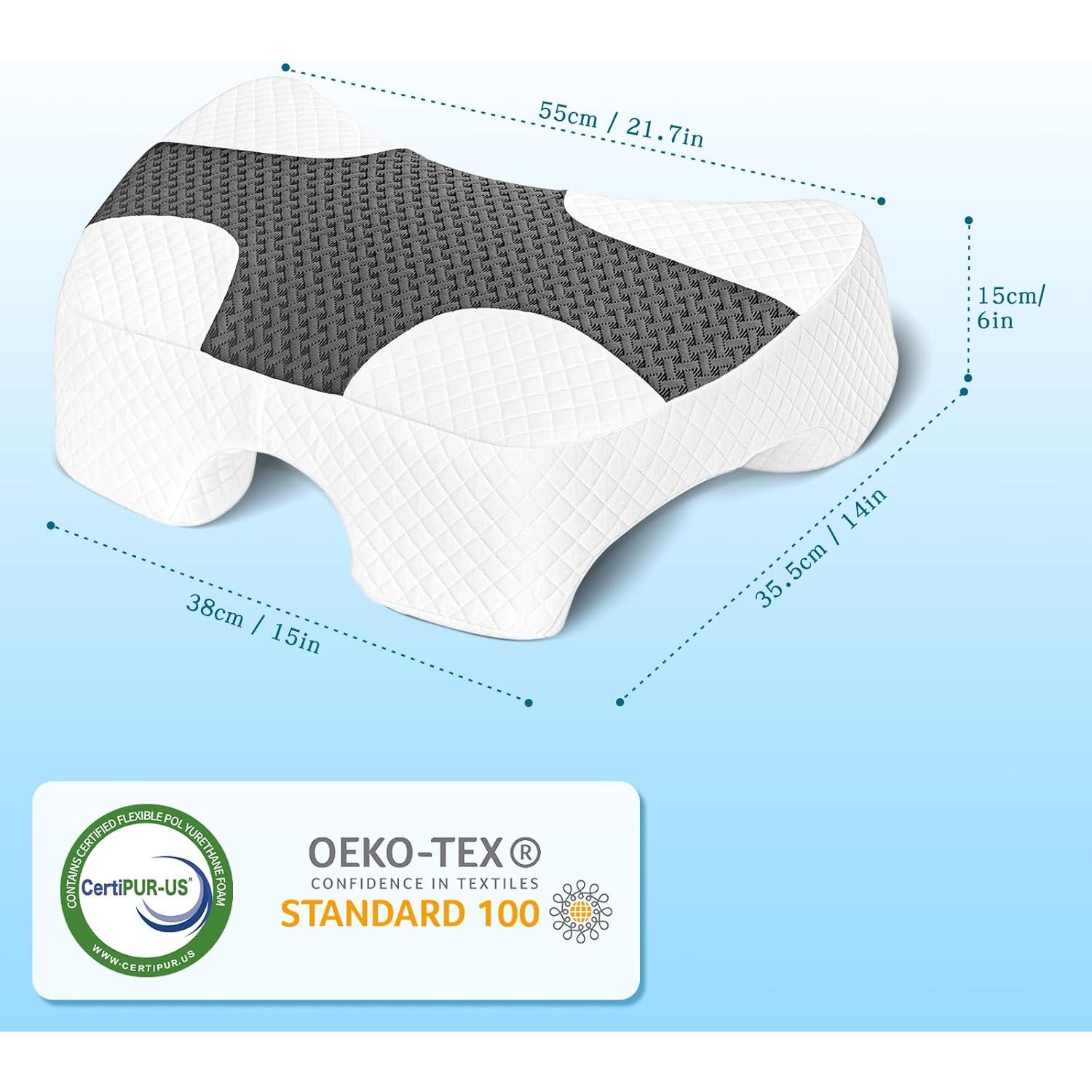 Almohada Ergonómica EliteGuard con Agujero para Brazo - Gris