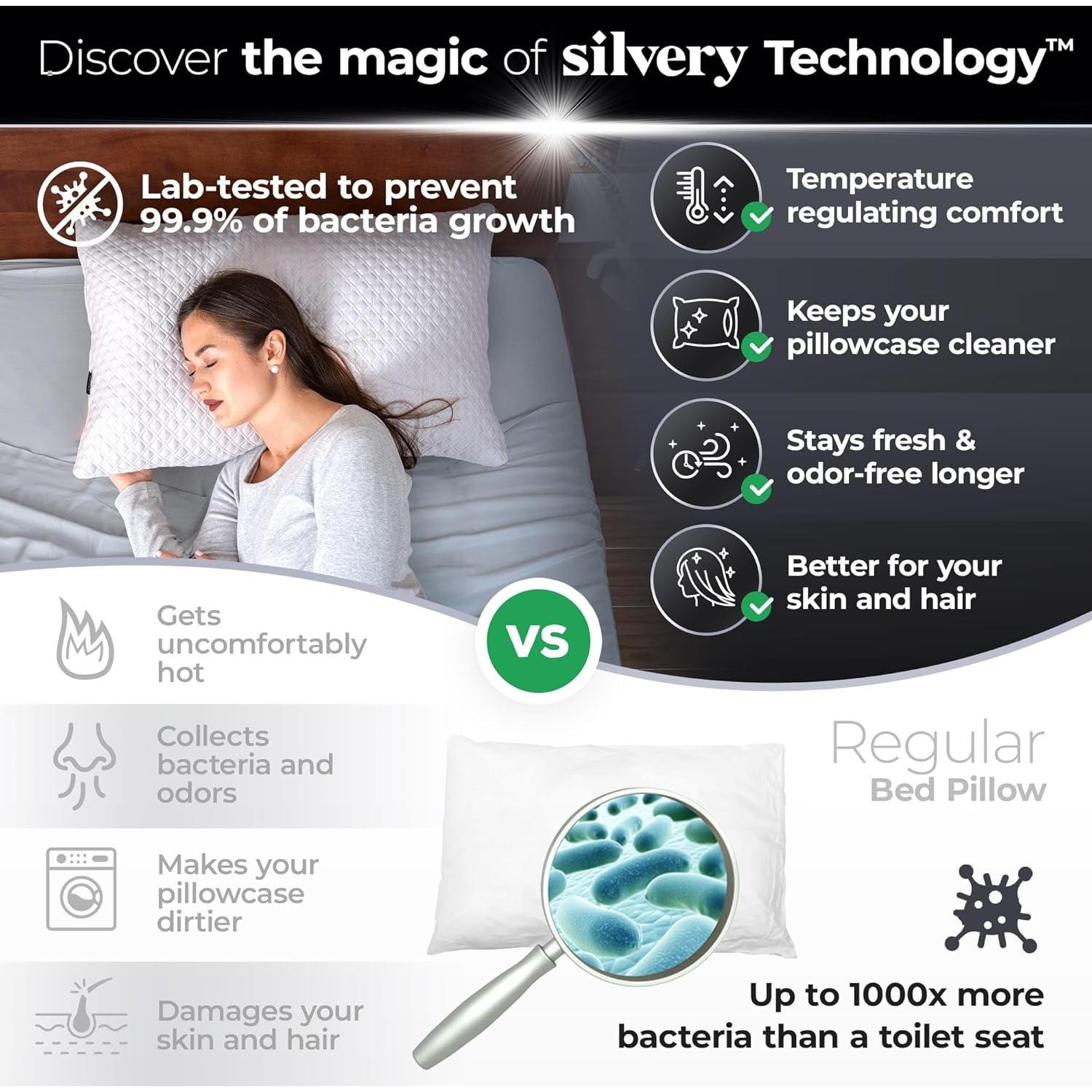 Almohada de Espuma de Memoria Plateada Hipoalergénica 73x48cm