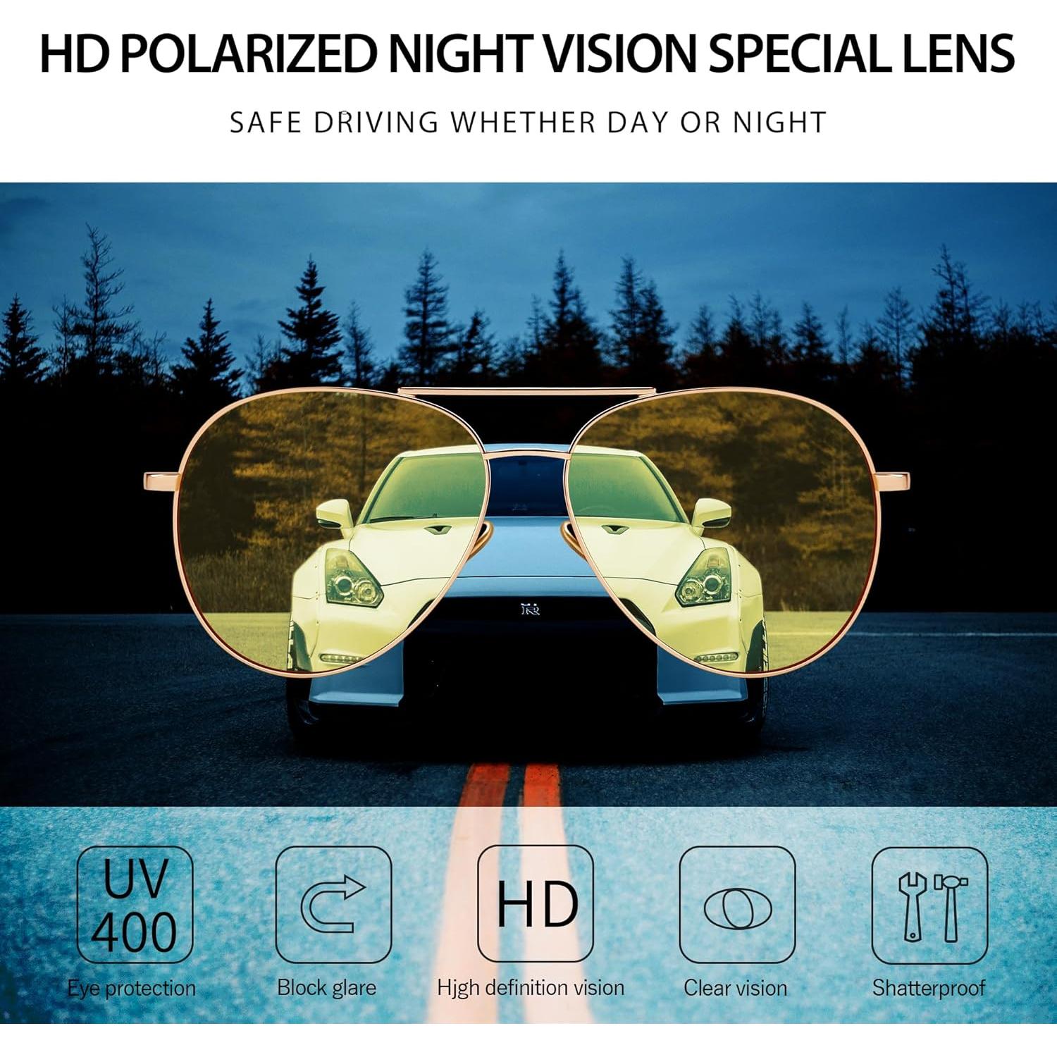 Gafas de sol aviador SUNGAIT - Lentes polarizados amarillos