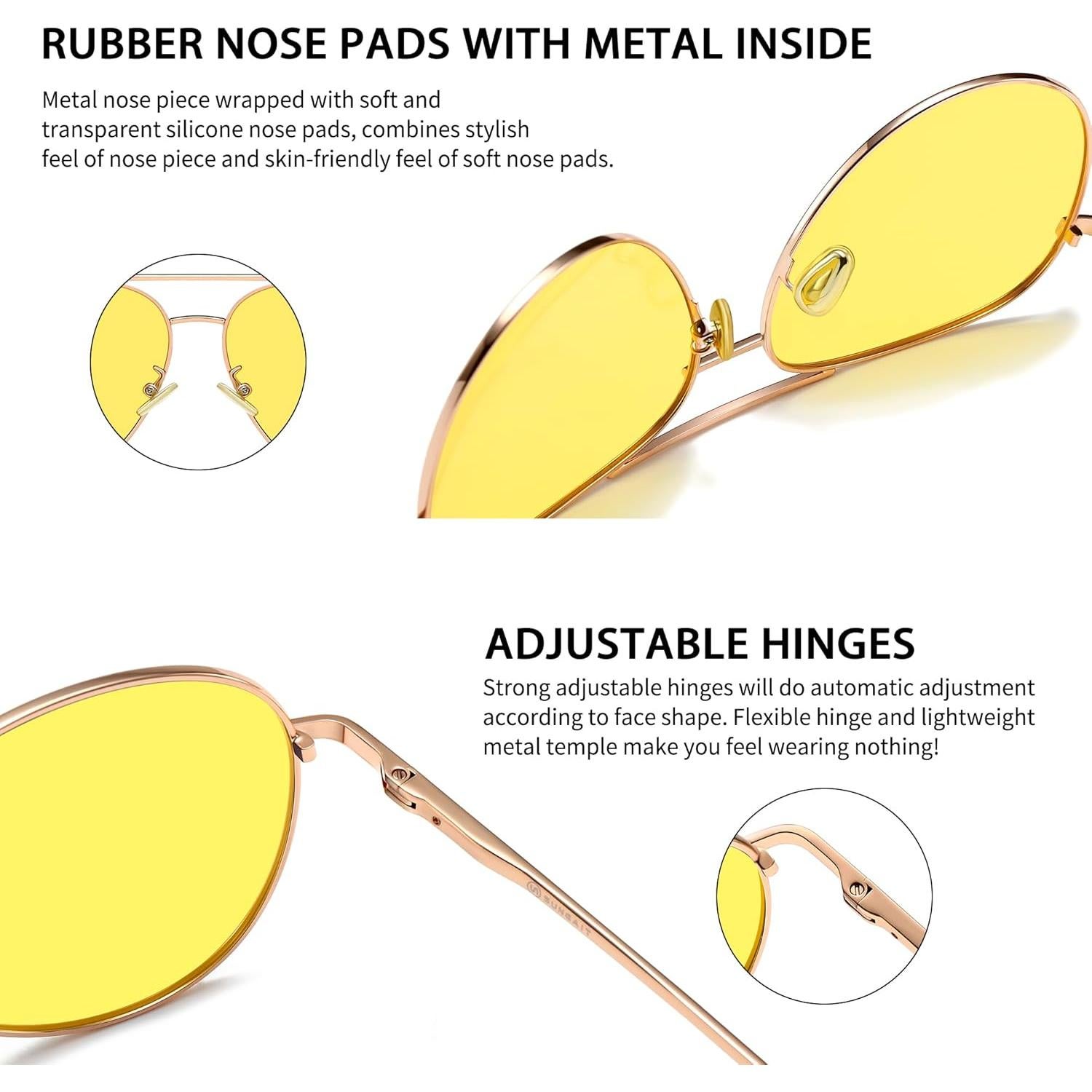 Gafas de sol aviador SUNGAIT - Lentes polarizados amarillos