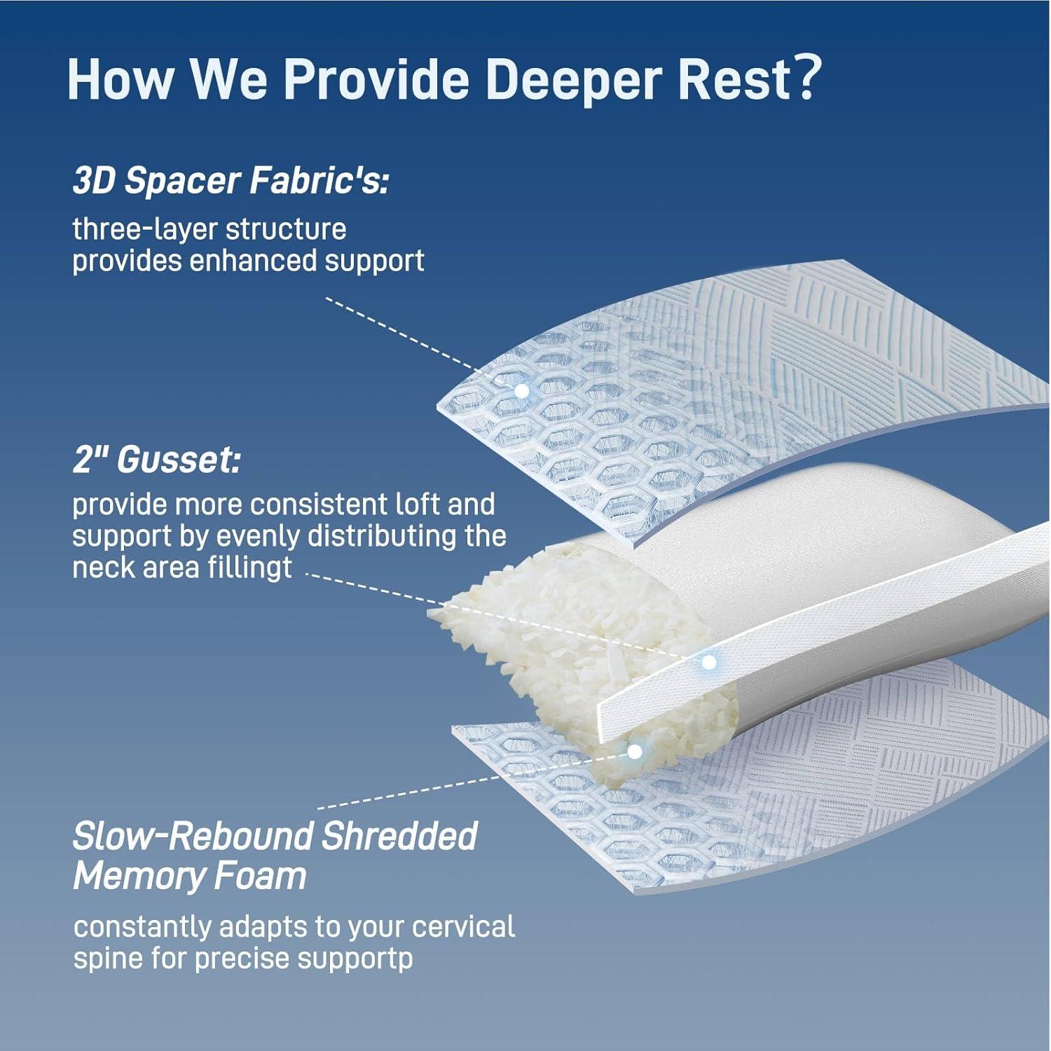 Juego de 2 almohadas viscoelásticas Lyralith hipoalergénicas