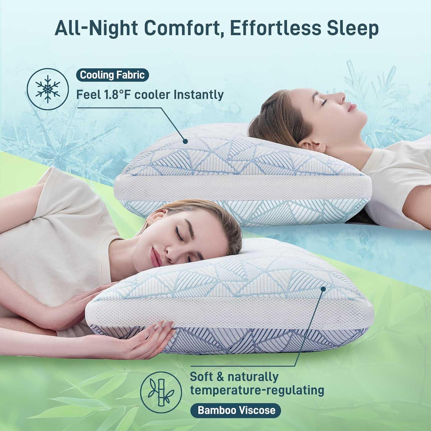 Juego de 2 almohadas viscoelásticas Sylvaris Queen hipoalergénicas