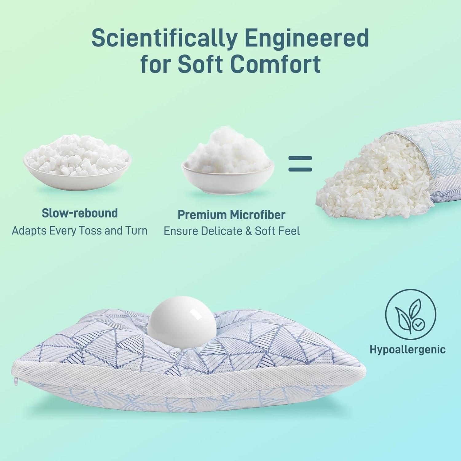 Juego de 2 almohadas viscoelásticas Sylvaris Queen hipoalergénicas