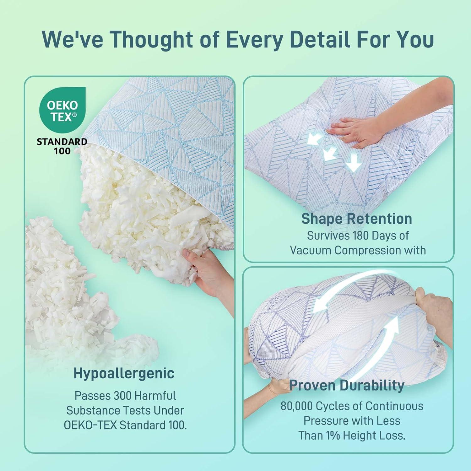 Juego de 2 almohadas viscoelásticas Sylvaris Queen hipoalergénicas