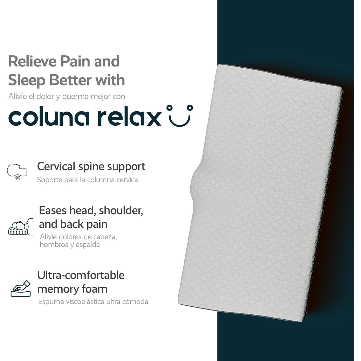 Almohada Cervical Ergonómica Coluna Relax - Espuma Viscoelástica