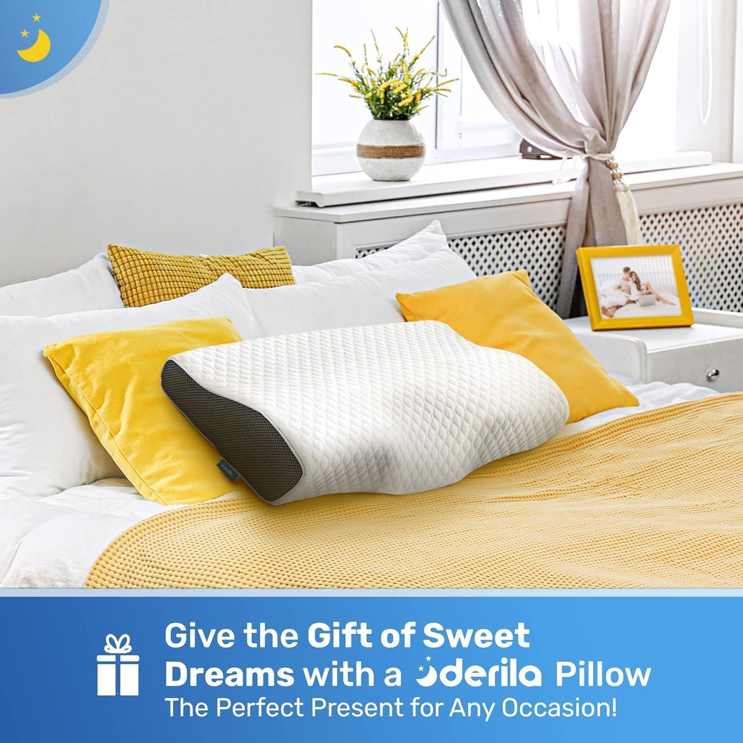 Derila Cervical Queen Size Pillow for Sleeping - Ergonomic Neck Support Pillow for Neck & Shoulder Pain Relief - Side, Back, Stomach Sleepers - Contour Best Bed Anti-Snoring Pillows for Sleeping