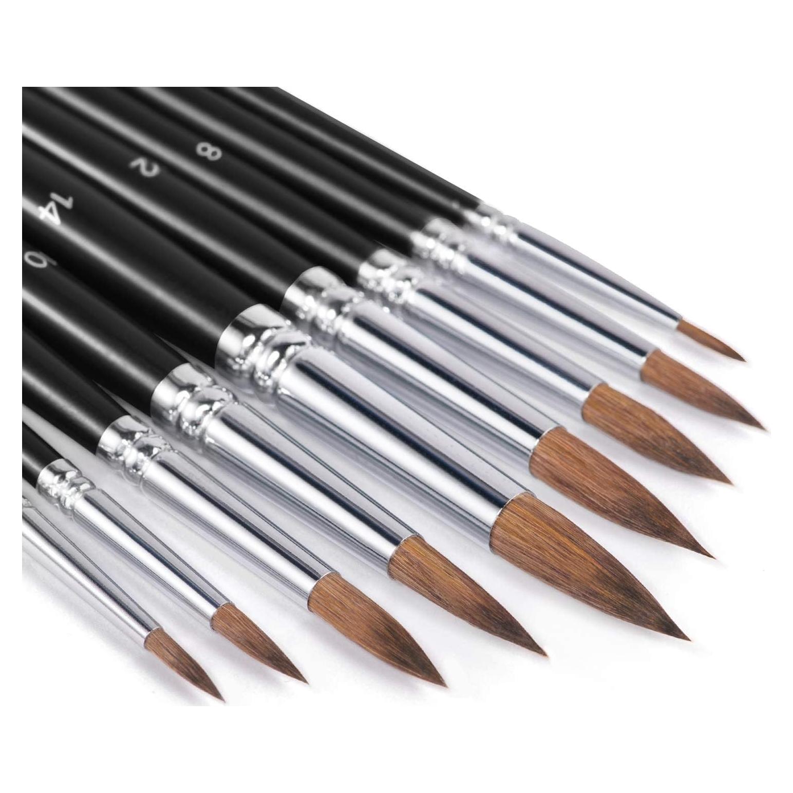 Pinceles de Acuarela Fuumuui 9pcs Detalle y Redondeados