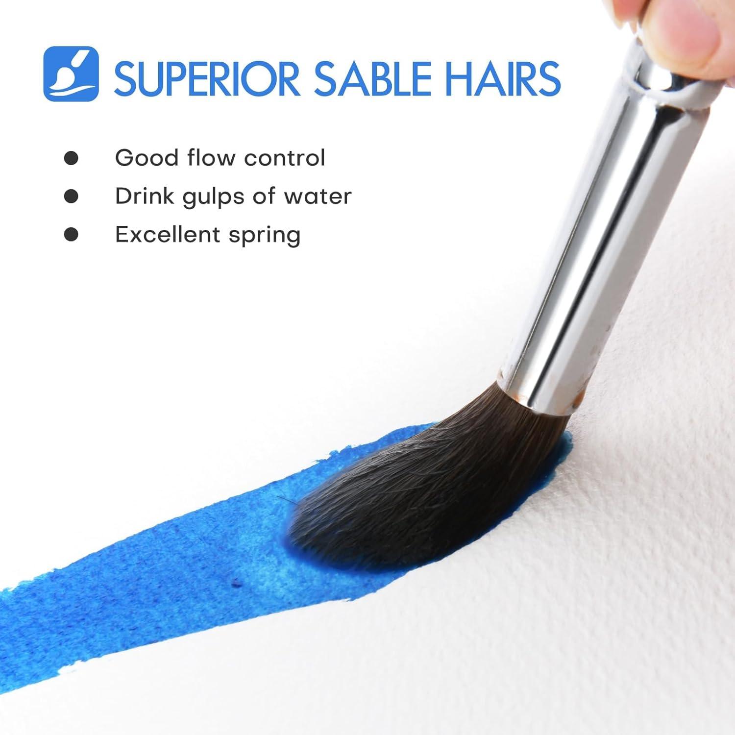 Pinceles de Acuarela Fuumuui 9pcs Detalle y Redondeados