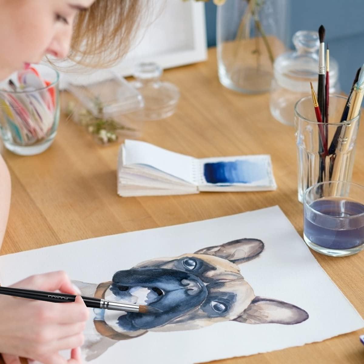 Pinceles de Acuarela Fuumuui 9pcs Detalle y Redondeados