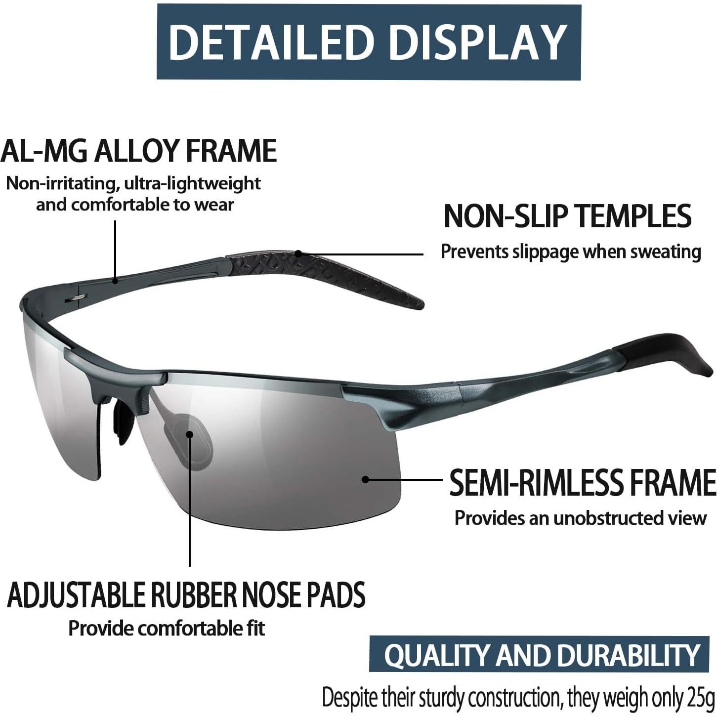 Gafas de sol fotoquímicas TJUTR polarizadas UV400 para hombres