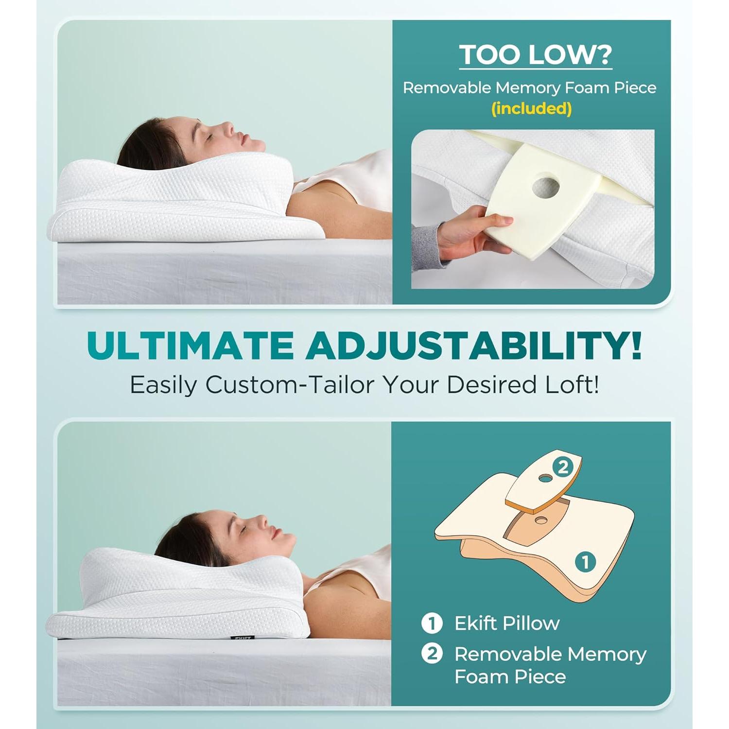 Almohada Cervical EKIFT Blanca Espuma Viscoelástica 1.66 kg