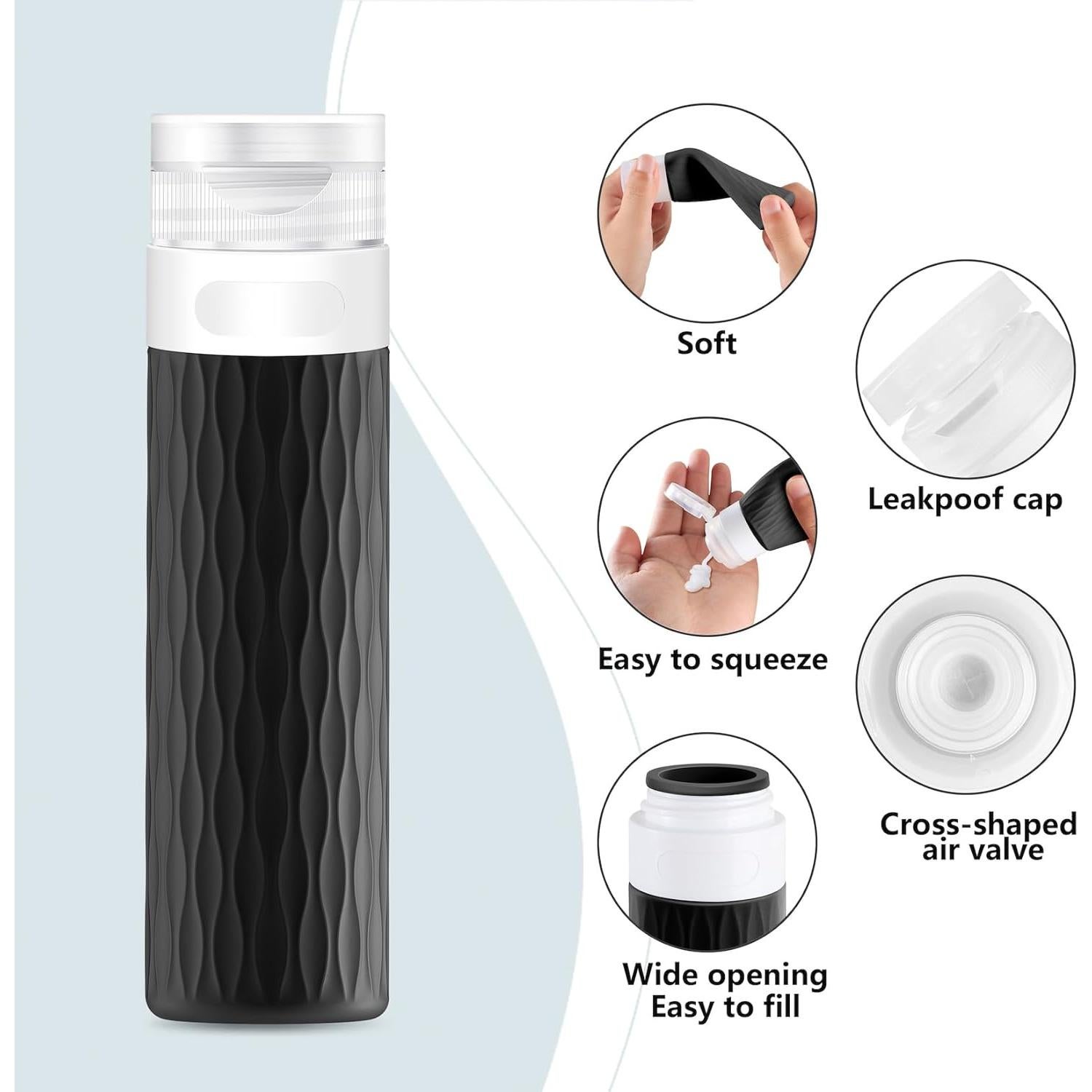 Botellas de Viaje YEALIFE 100ml Silicona A Prueba de Fugas