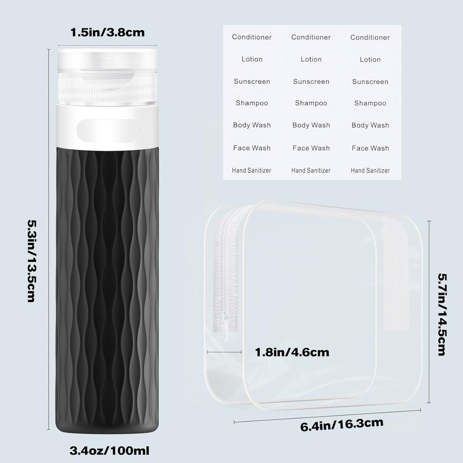 Botellas de Viaje YEALIFE 100ml Silicona A Prueba de Fugas