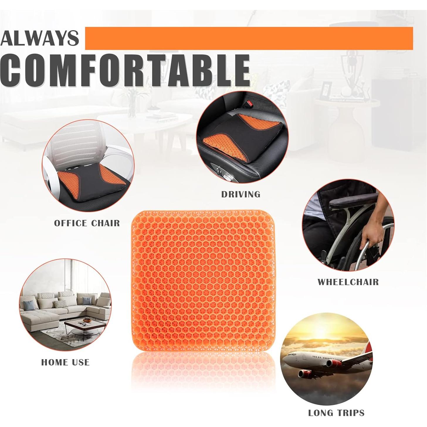 Cojín de Gel para Asiento CAR-GRAND Naranja, Alivio Espalda