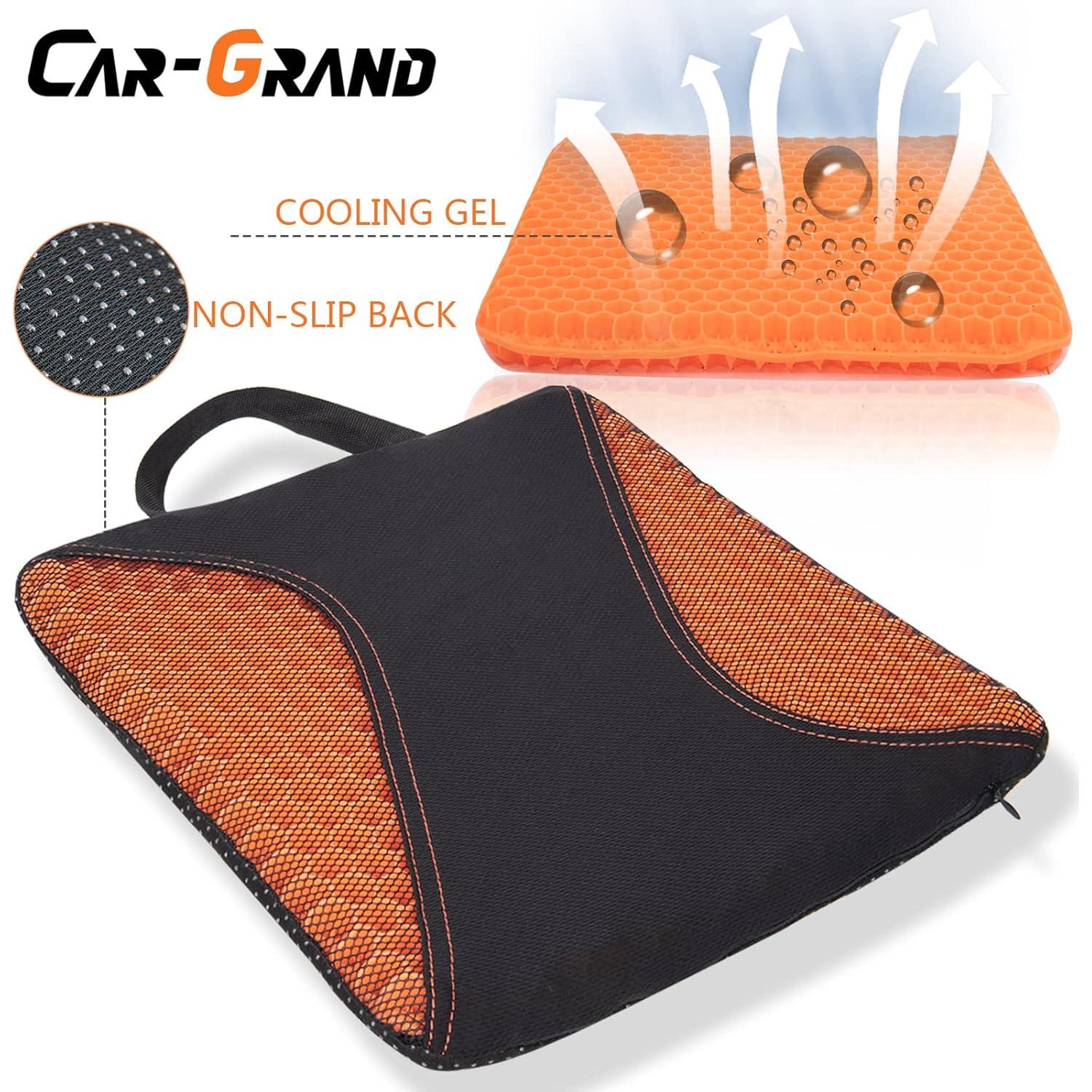 Cojín de Gel para Asiento CAR-GRAND Naranja, Alivio Espalda