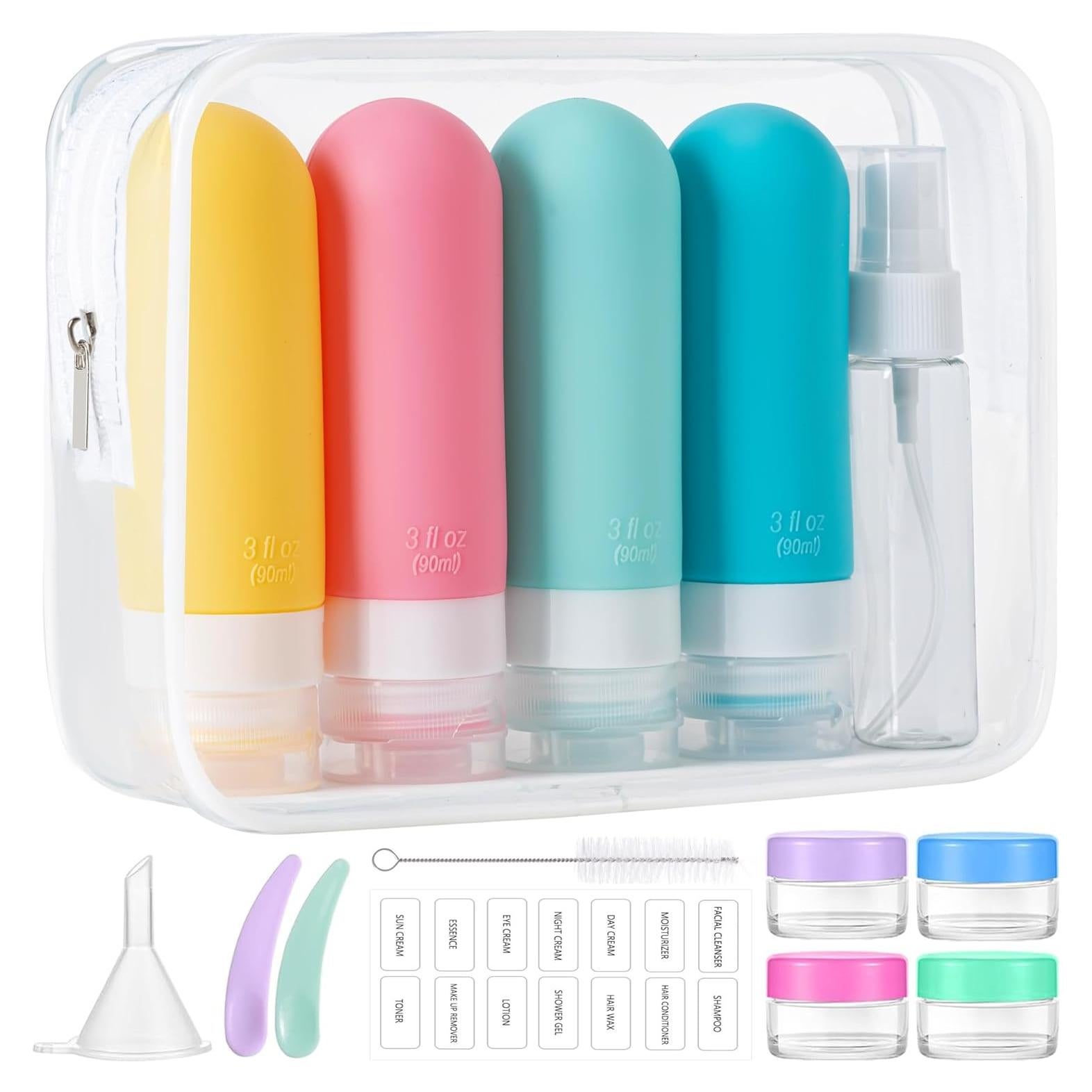 16 Piezas Botellas de Viaje Silicona Aprobadas TSA 90ml