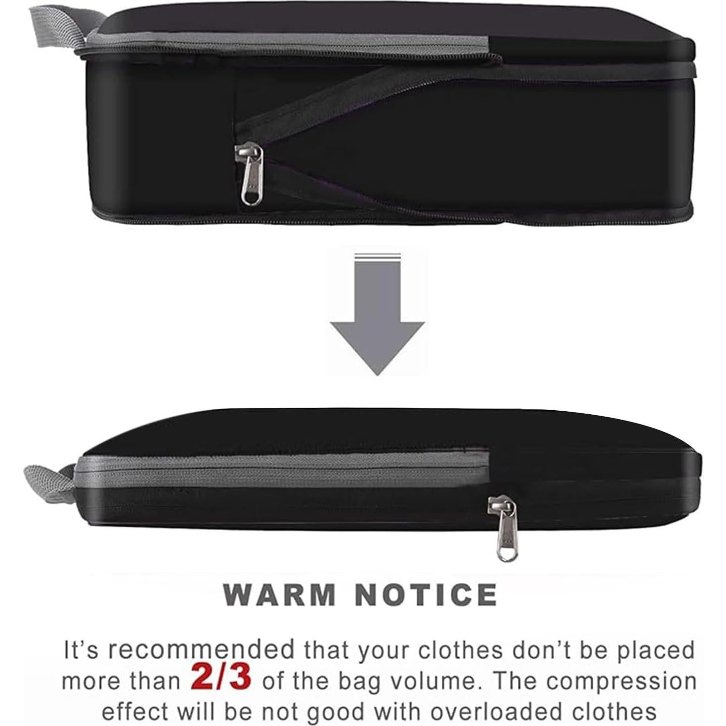 Cubos de Compresión BAGAIL 4 Set Negro 320D para Viaje