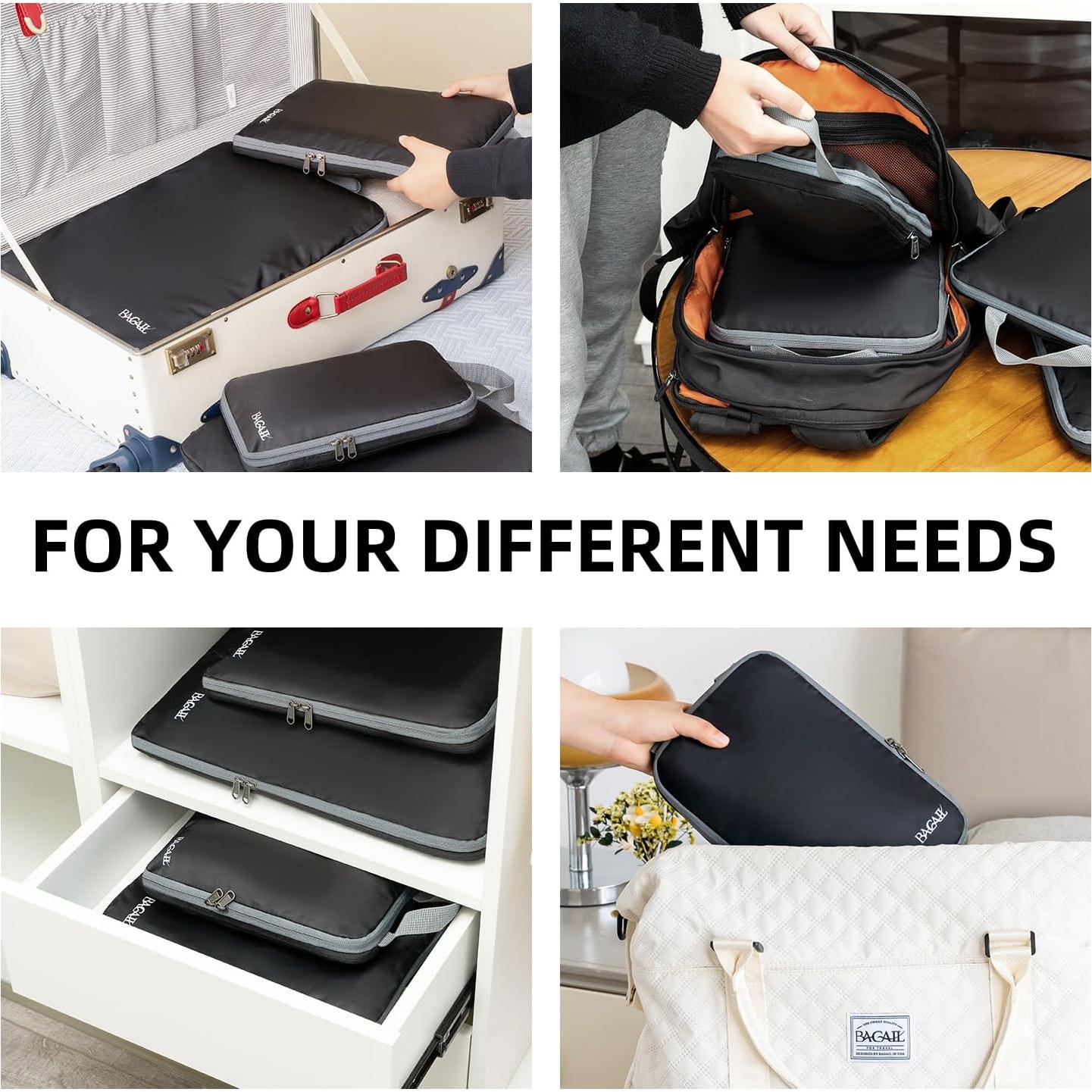 Cubos de Compresión BAGAIL 4 Set Negro 320D para Viaje
