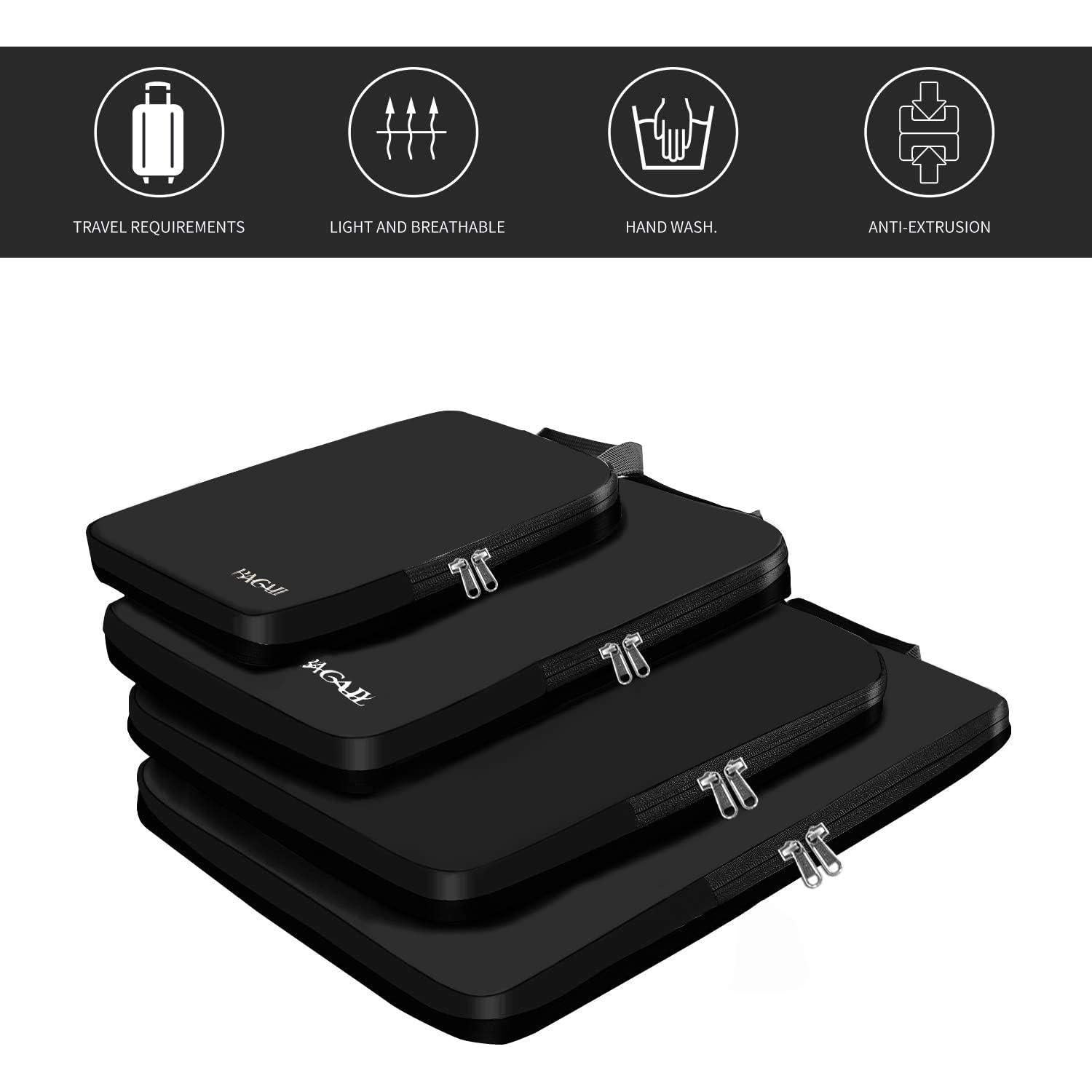 Cubos de Compresión BAGAIL 4 Set Negro 320D para Viaje