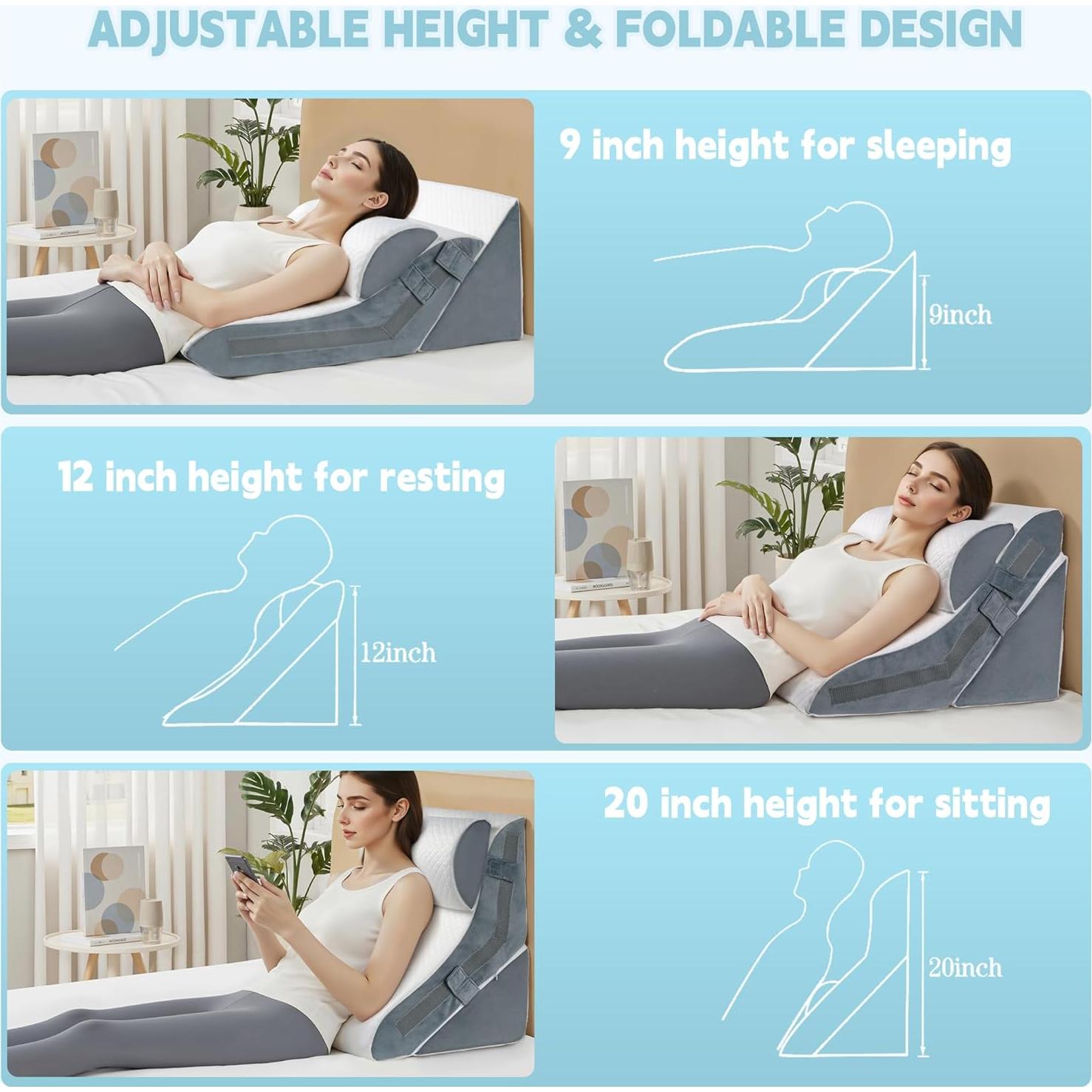 Almohada en cuña ortopédica VMFKPNR ajustable 15 en 1