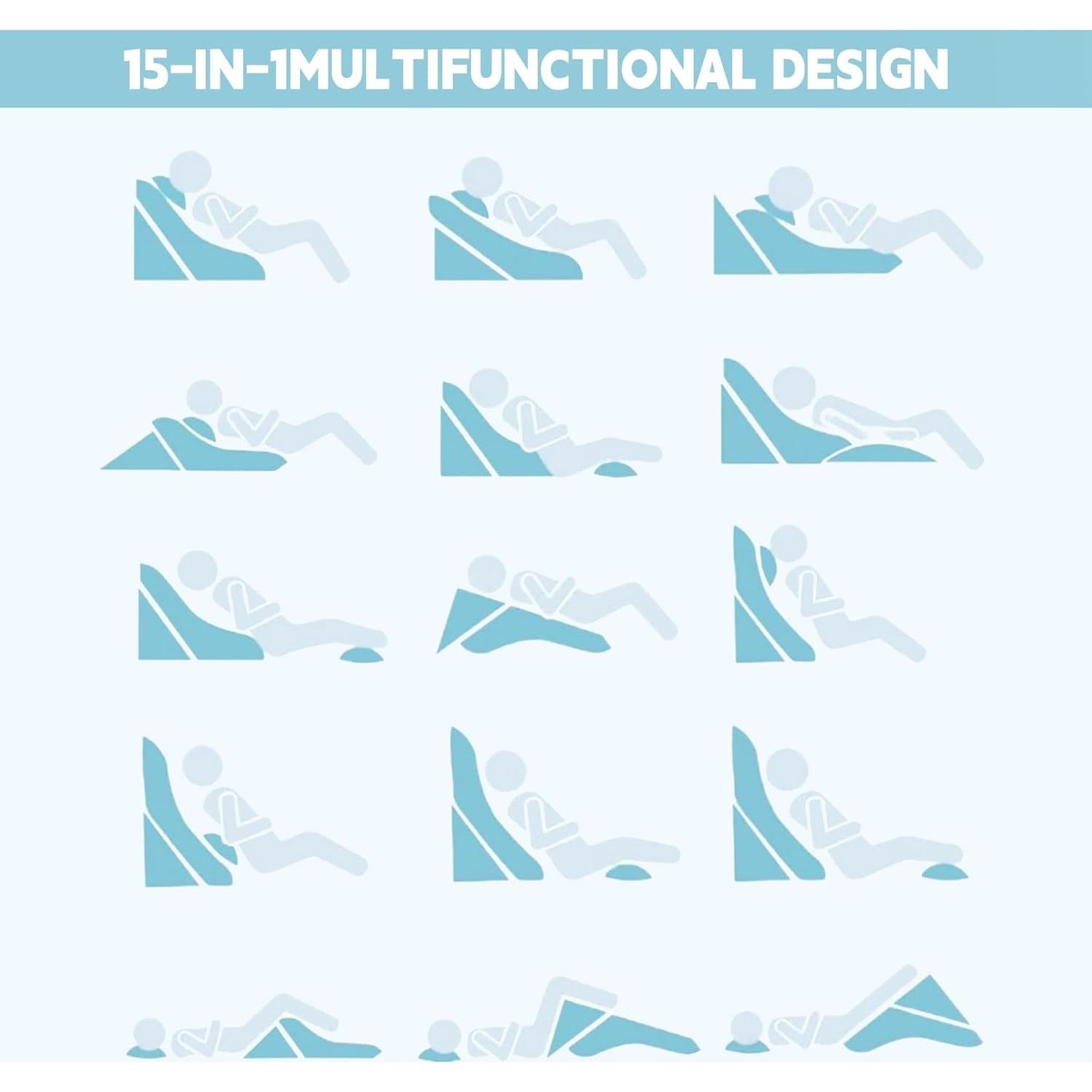 Almohada en cuña ortopédica VMFKPNR ajustable 15 en 1